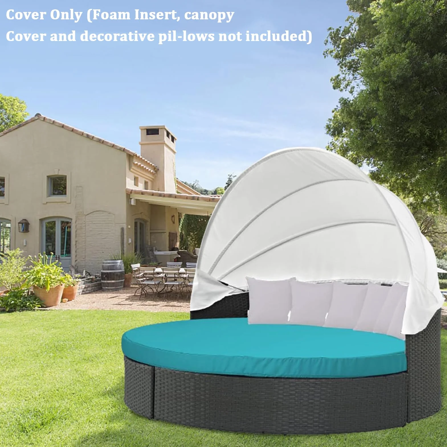 Fodera per Cuscino Rotondo Impermeabile per Divano Letto, Esterno, Giardino