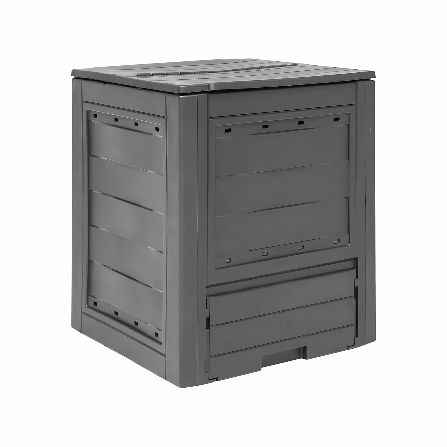 Avilia Compostiera da Giardino 260L - Contenitore per Compostaggio con Accesso Frontale, in Polipropilene, Design Compatto 60x60x73cm, Ideale per Balcone - Terrazzo - Giardino Antracite, Made in Italy