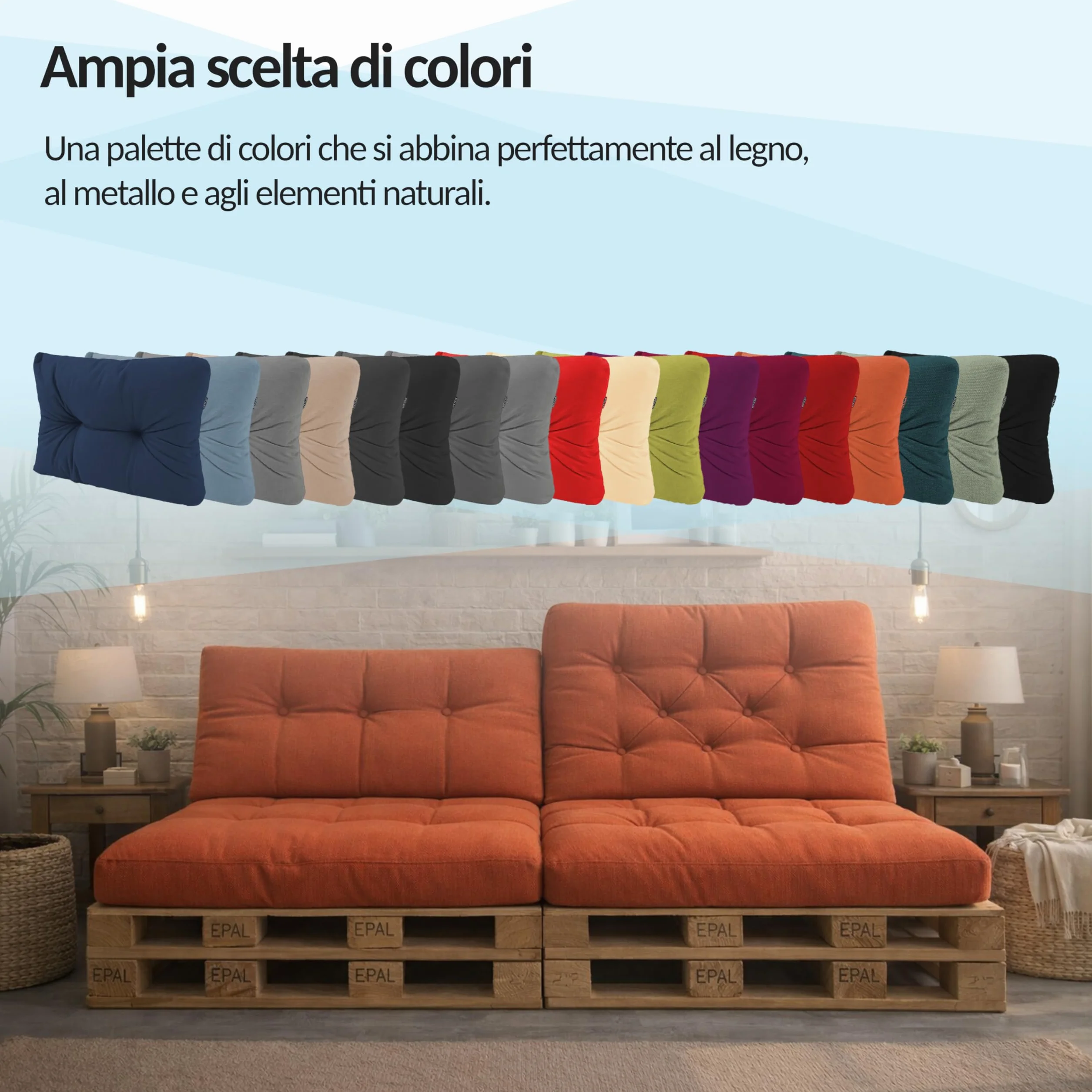 POKAR Set 2 pezzi Cuscini Europallet 120x80cm 120x40cm beige Divano Giardino Interno Esterno
