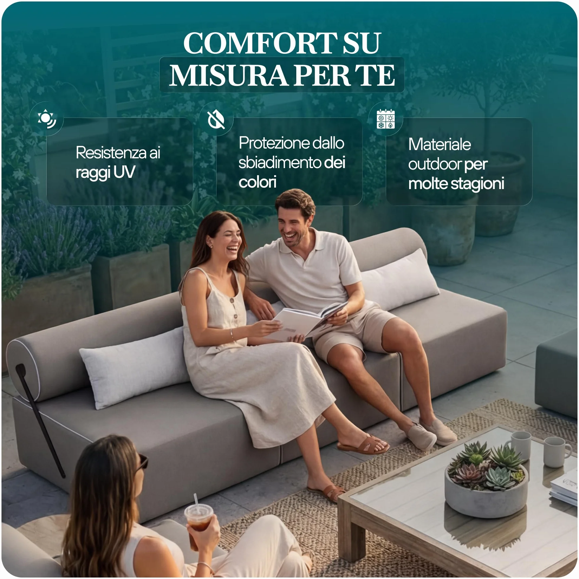 TRADA Divano da Esterno BALI M - Salottino da Giardino Esterno Resistenti alle Intemperie - Divanetti da Esterno Moderno per Giardino - Balcone e Terrazza - Grigio