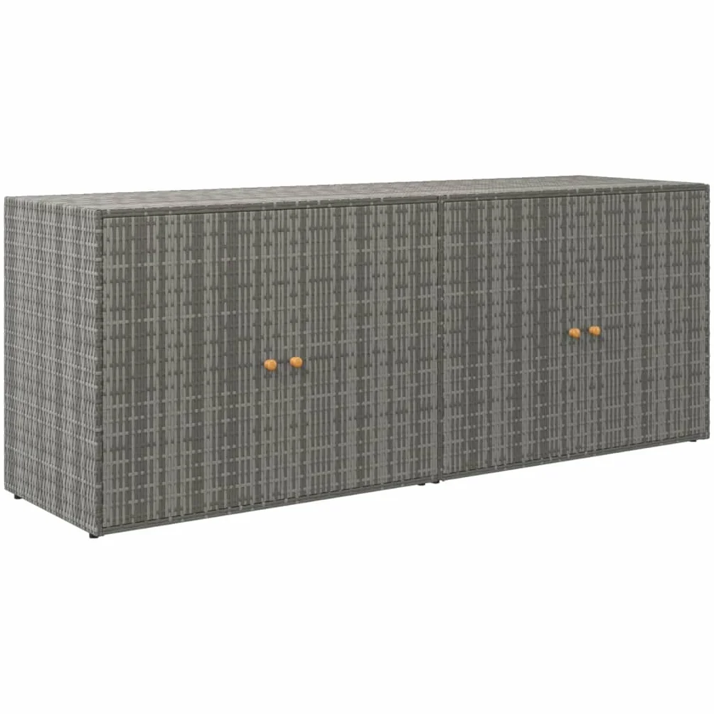 vidaXL Mobile Portaoggetti da Giardino Grigio 198x55,5x80cm Polyrattan