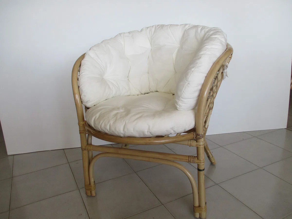 Poltrona Vimini Rattan Naturale con Cuscino 70x68x71 cm H