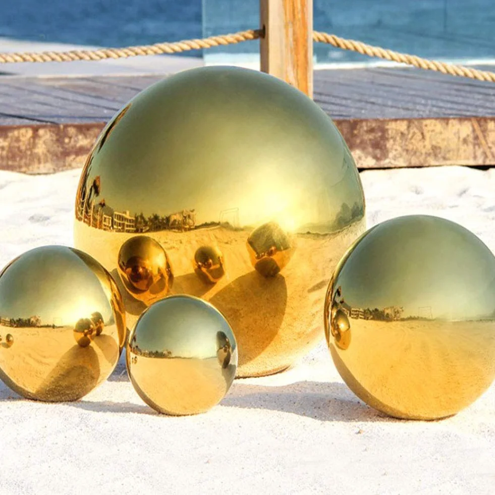 Sfera decorativa da giardino in acciaio inox 6 pezzi 50-150 mm lucidata a specchio dorata