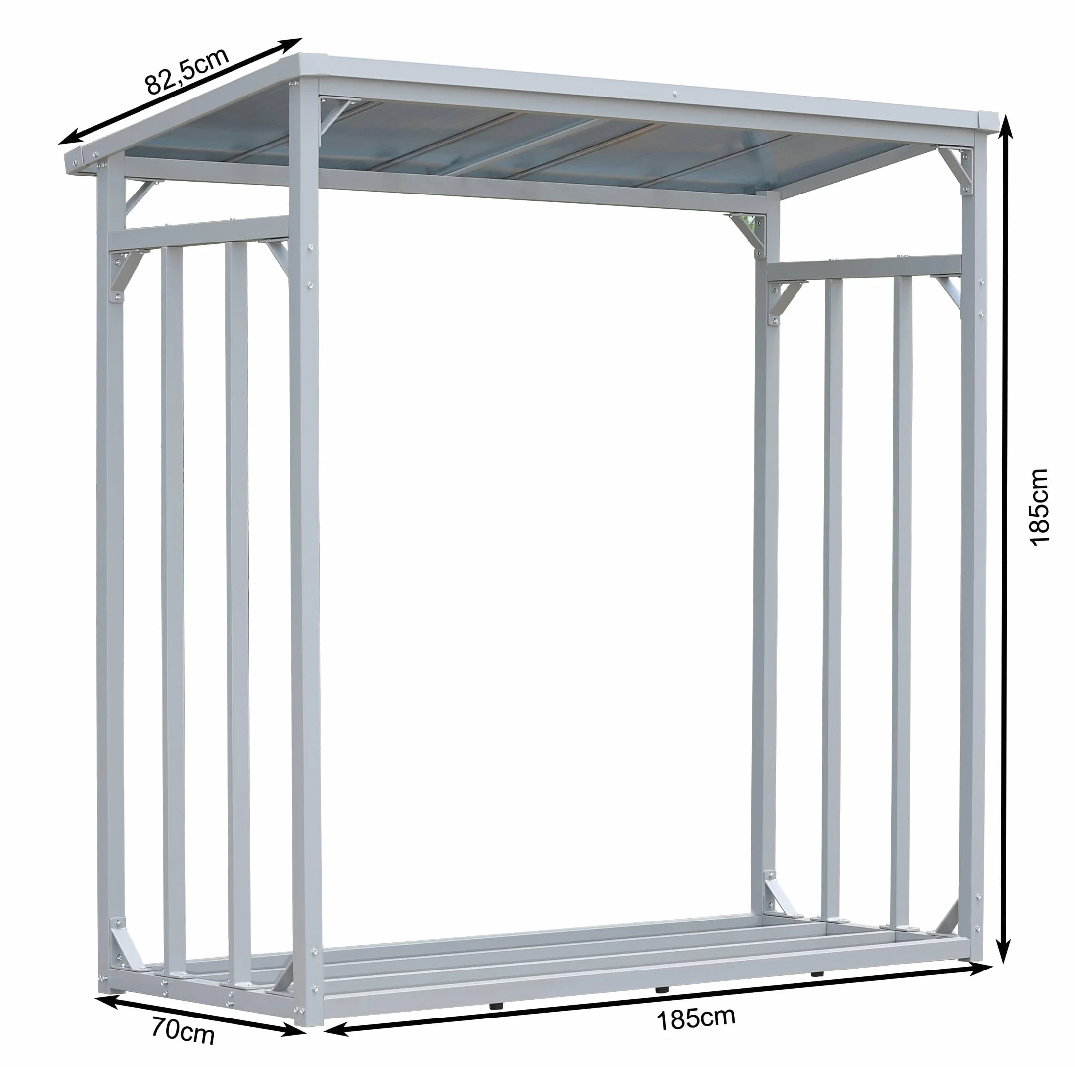 Scaffalatura in Alluminio per Legna da Ardere 185x70x185 cm 2,3 m3