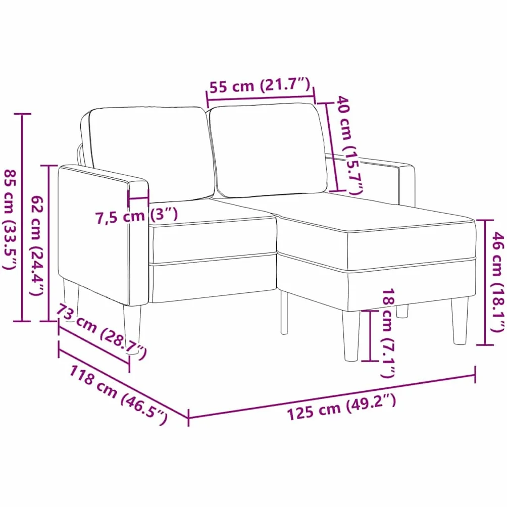 vidaXL Divano 2 Posti con Chaise Longue a L Giallo Chiaro 125 cm Lino, Divano a 2 posti Camera da Letto, divanetto, Divano a Due posti