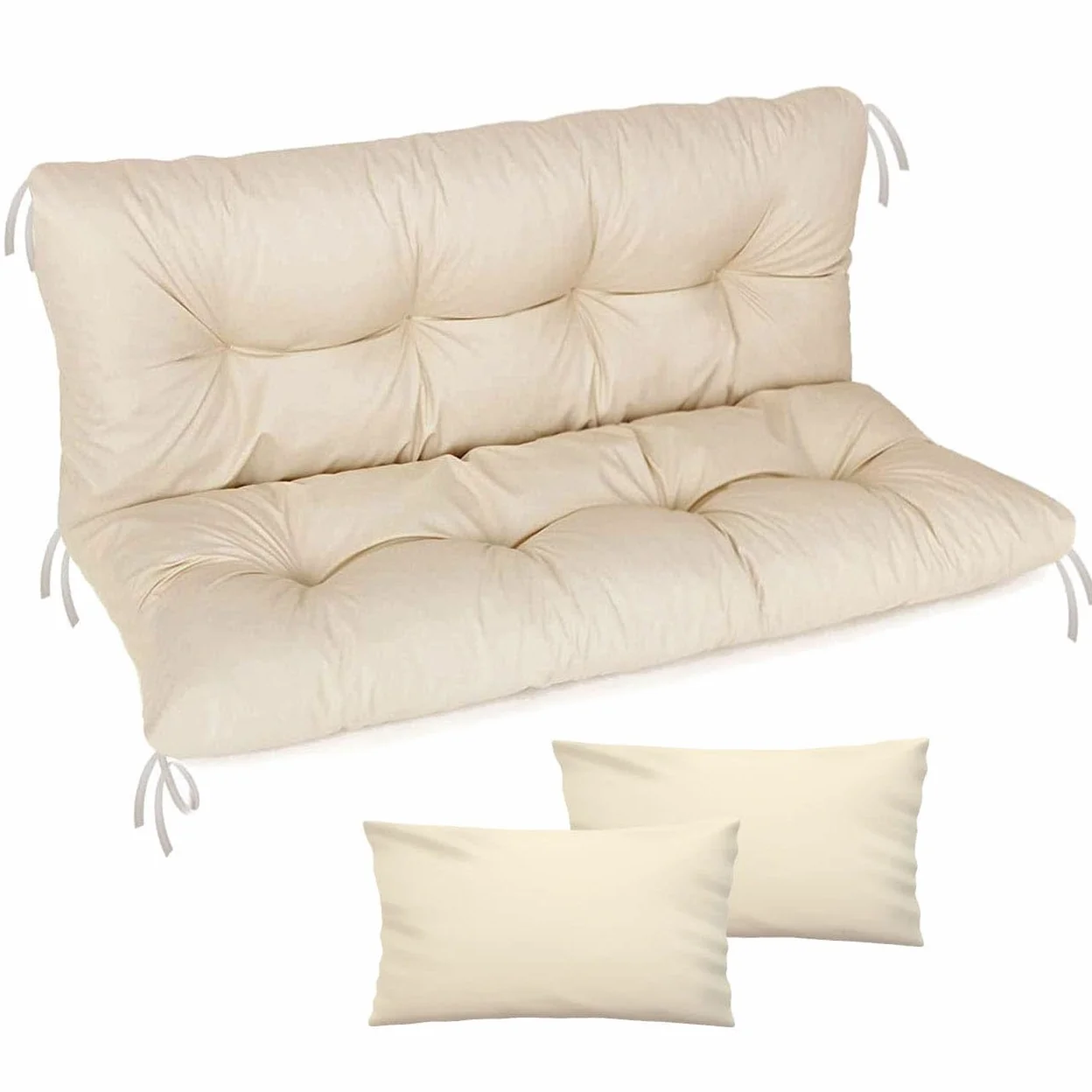 Ferocity Cuscino per panca da giardino, impermeabile, 100x50x50 cm, per mobili da giardino, per pallet, per esterni e patio, con schienale, Beige [133]