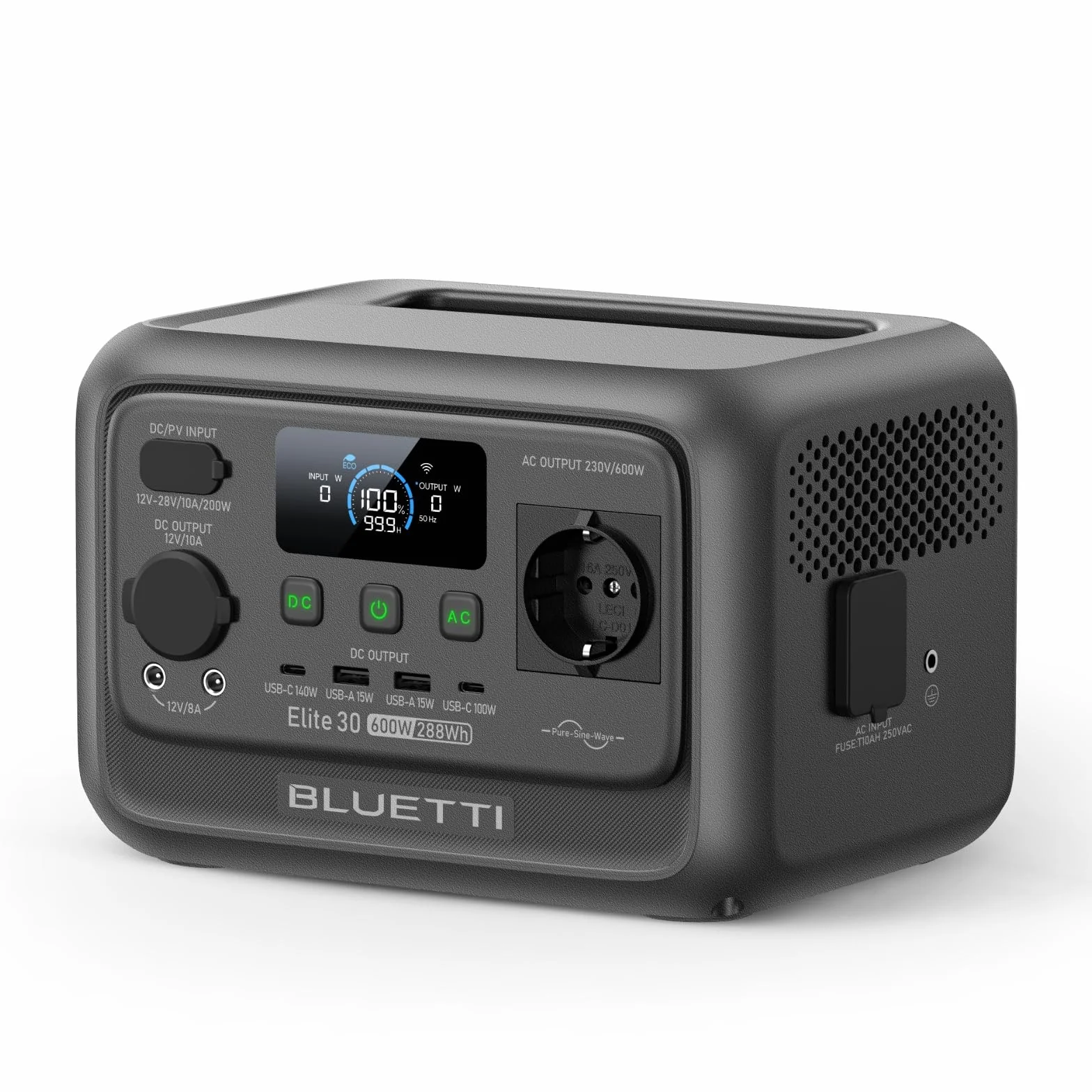 BLUETTI Stazione di Energia Portatile Elite 30 V2, Batteria LiFePO4 da 288Wh, Uscita CA da 600W (Picco 1500W), Ricarica Totale in 70 Minuti, Ideale per Campeggio, Viaggi, Interruzioni di Corrente