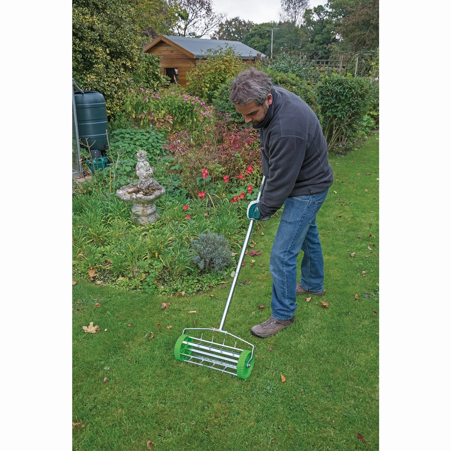 Draper Aeratore rotabile per prato con tamburo chiodato da 450 mm — 83983 — per aerazione dell'erba da giardino con denti da 33 mm, 1 pezzo