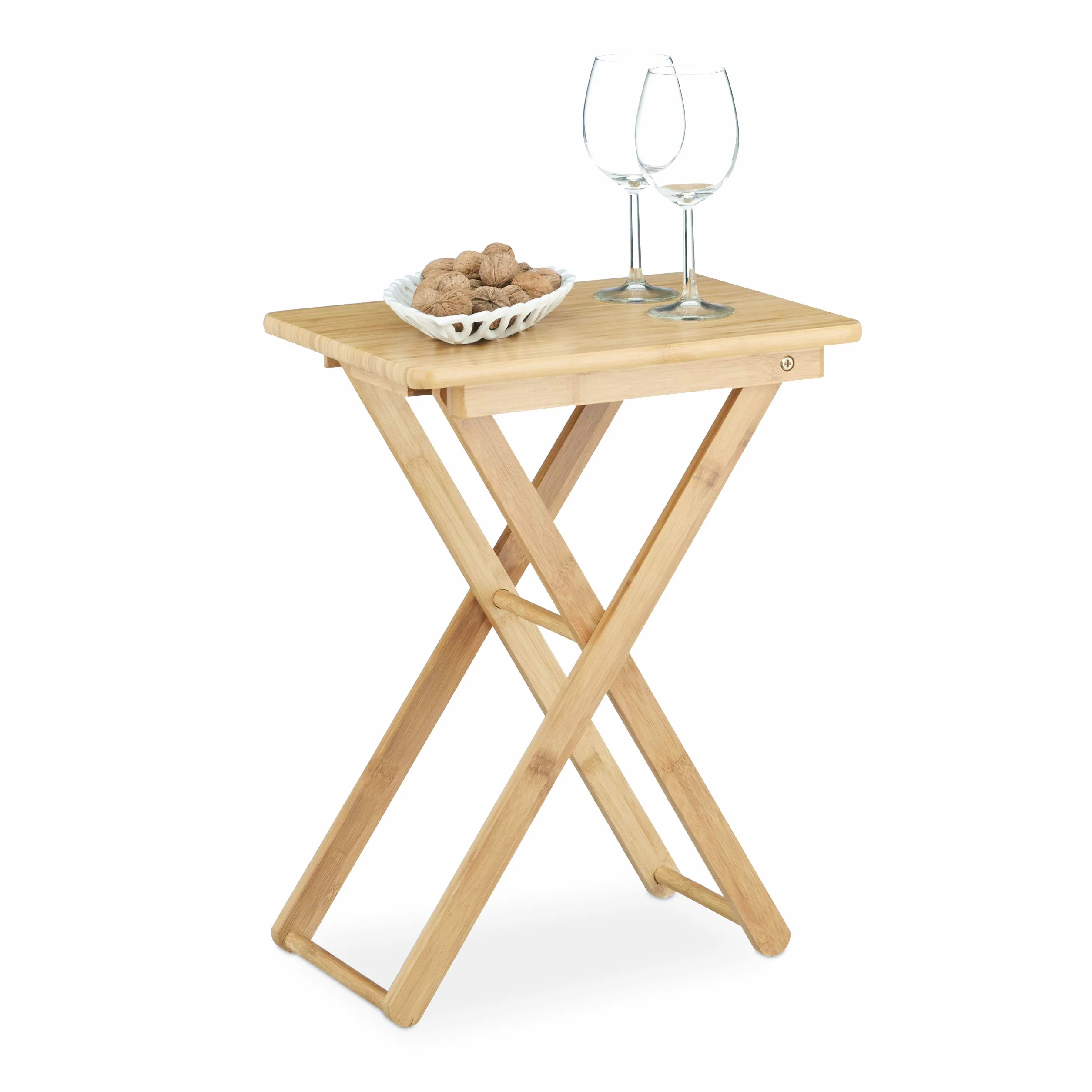 Relaxdays Tavolino pieghevole in bambù 52x40x31 cm marrone