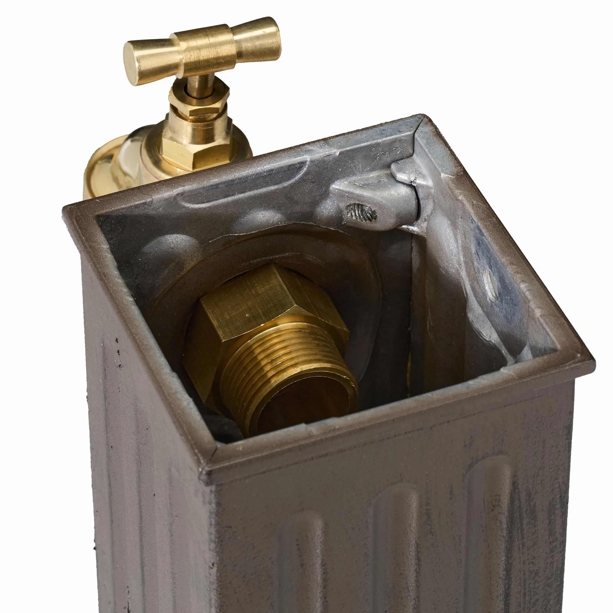 Relaxdays Fontana da Giardino in Stile Antico, Fontanella a Colonna con Rubinetto e Vaschetta, HLP: 82x29x33 cm, Marrone