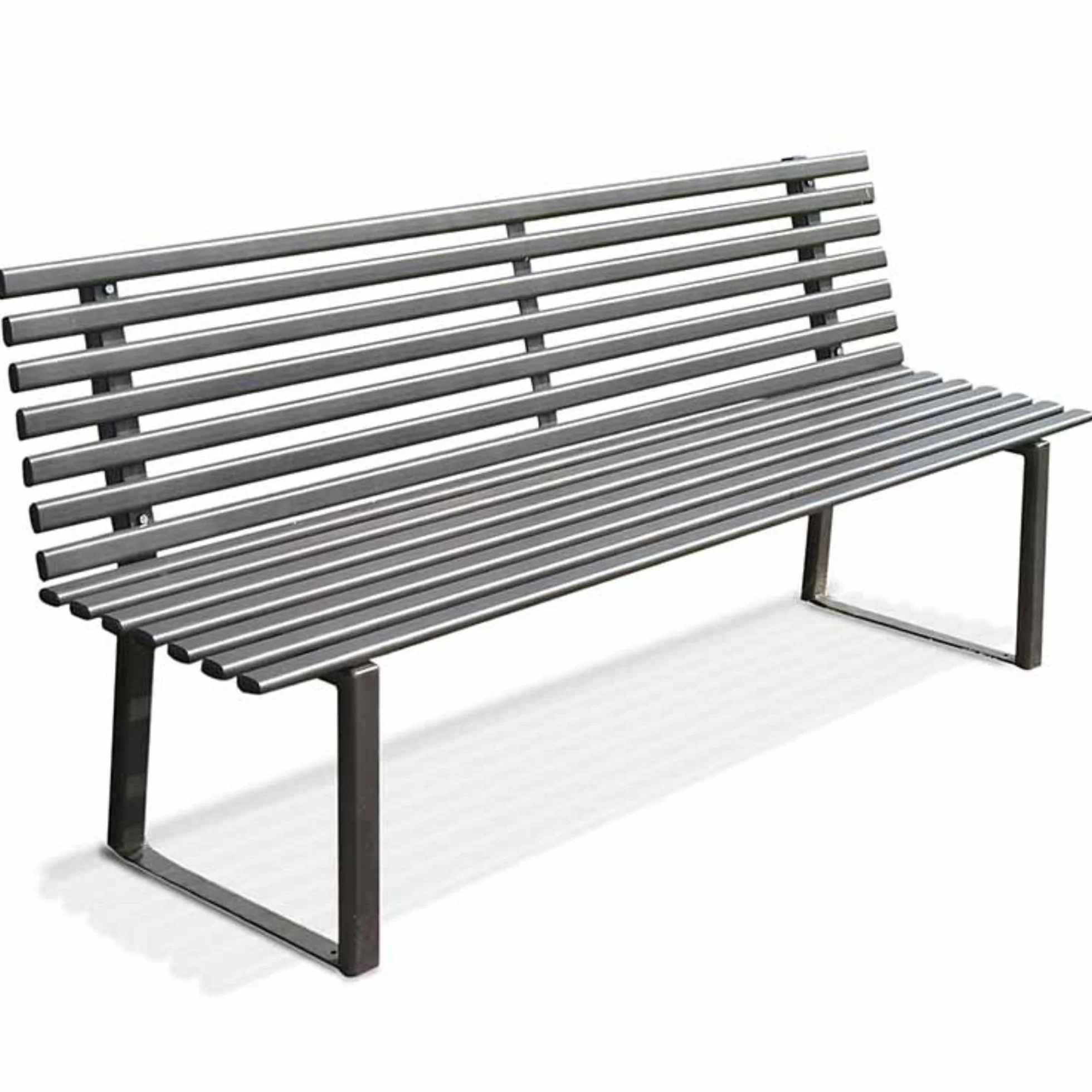 ANDRYS Panchina da Esterno e Giardino - Panca con Schienale in Acciaio Zincato a Freddo - Grigio Antracite 150x50x82cm