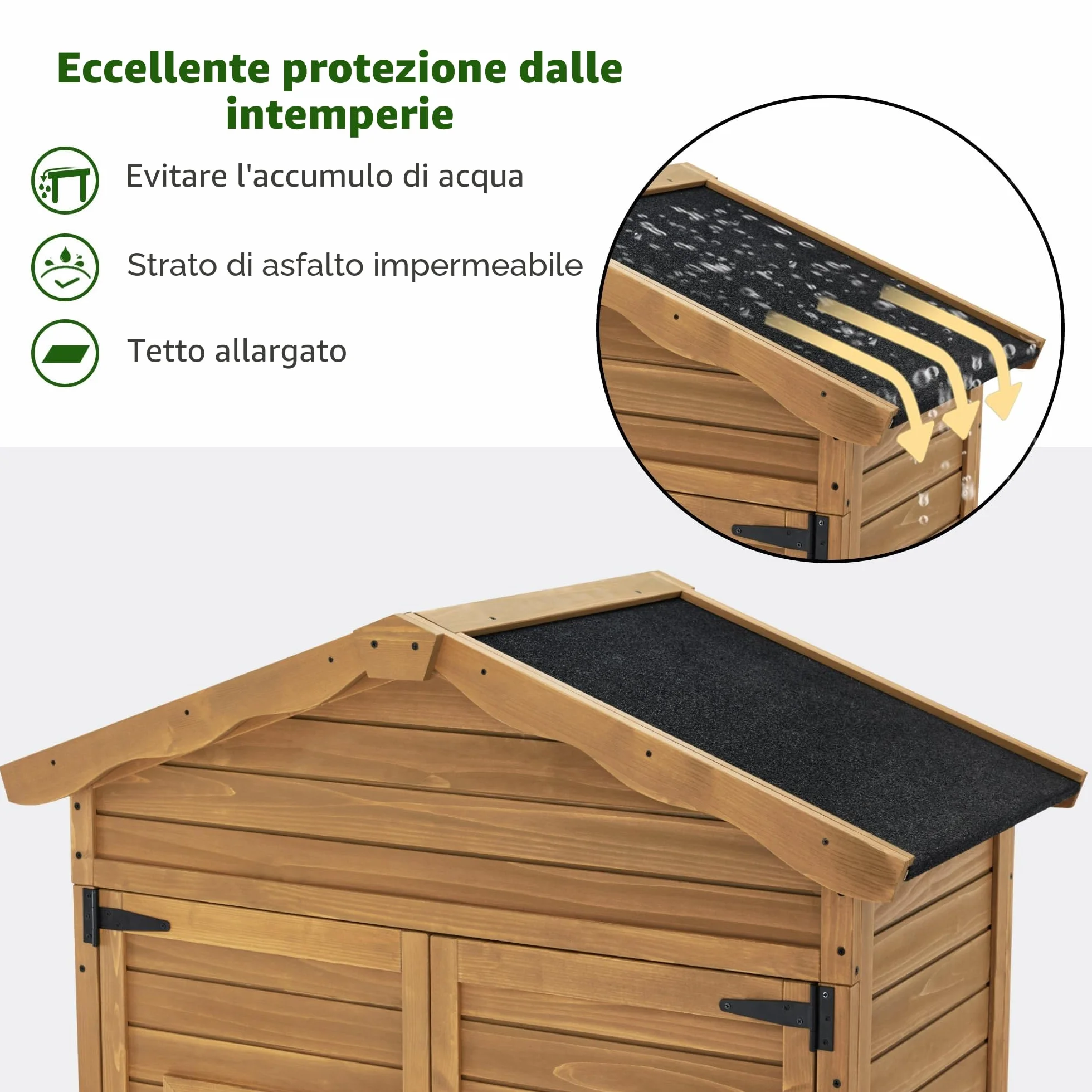 MCombo casetta da giardino in legno resistente alle intemperie 57x109x180 cm