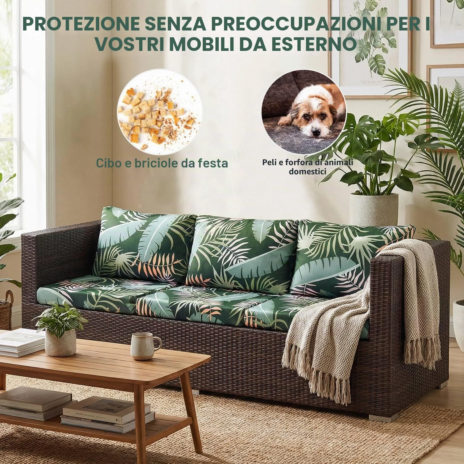 Federa per cuscino divano esterno elasticizzata ricambio 8 pezzi coprisedili patio protezioni resistenti
