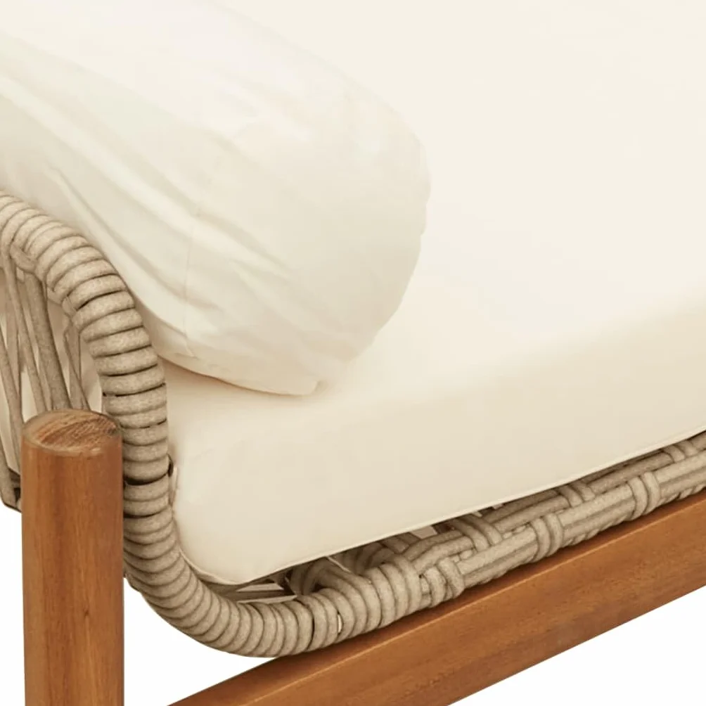 vidaXL Panca da Giardino con Cuscino Beige in Polyrattan e Acacia