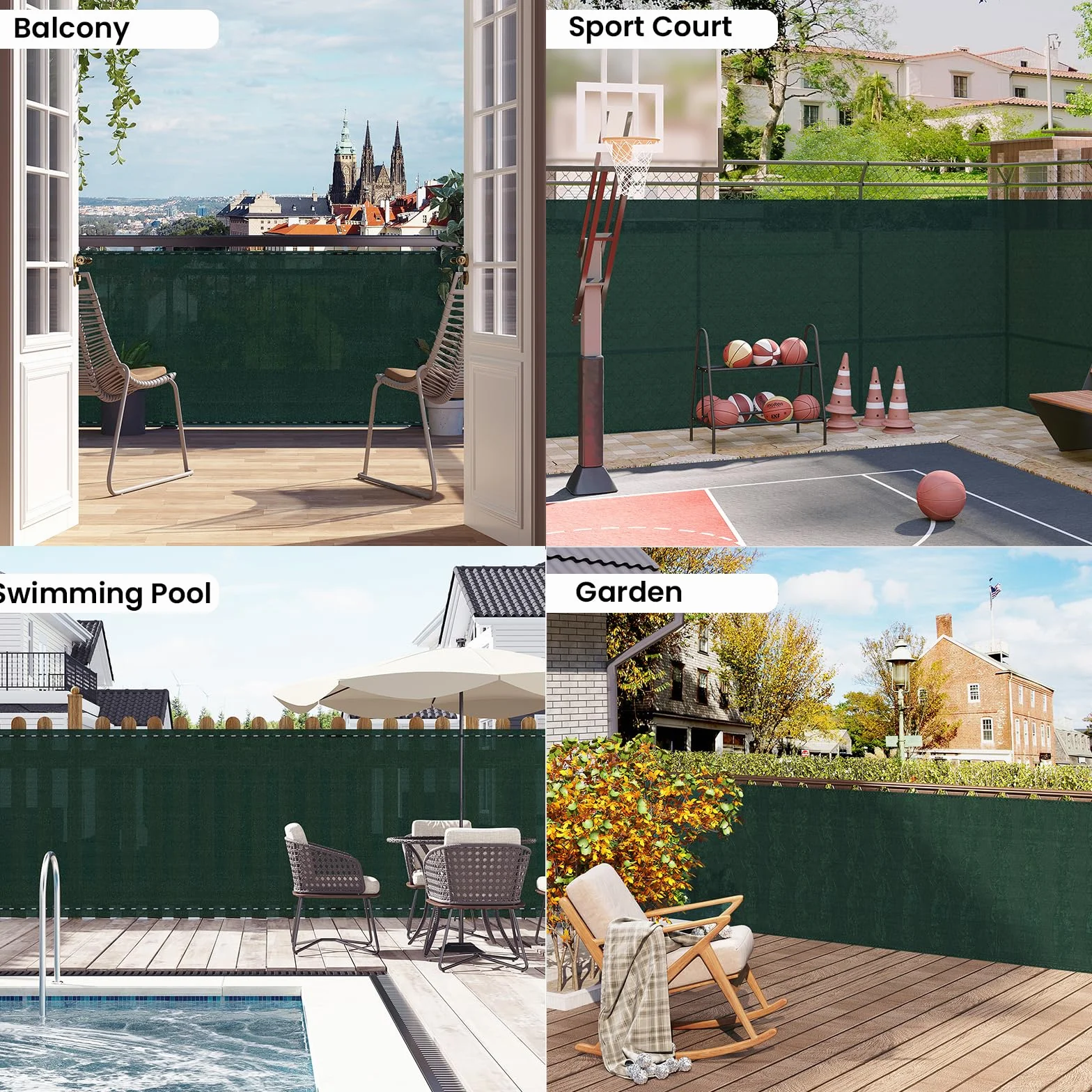 WOLTU Rete Ombreggiante 1,2x25 m, Frangivista per Recinzione Giardino, Telo Frangivento da Esterno, con Occhielli e Fascette, Resistente alle Intemperie, per Balcone, in HDPE 180g/m², Verde