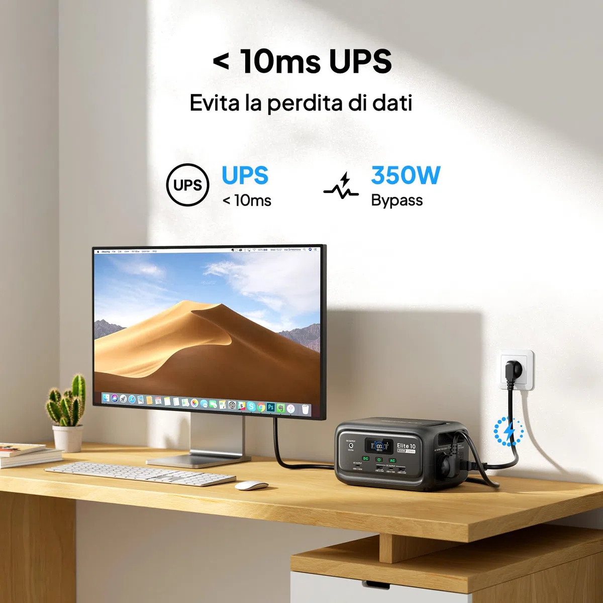 BLUETTI Elite 10 Mini Power Station Portatile, Batteria LiFePO₄ da 128Wh con Presa AC da 200W, Backup UPS da 10ms, Ricarica Rapida – Generatore Solare per Campeggio, Viaggio ed Emergenze