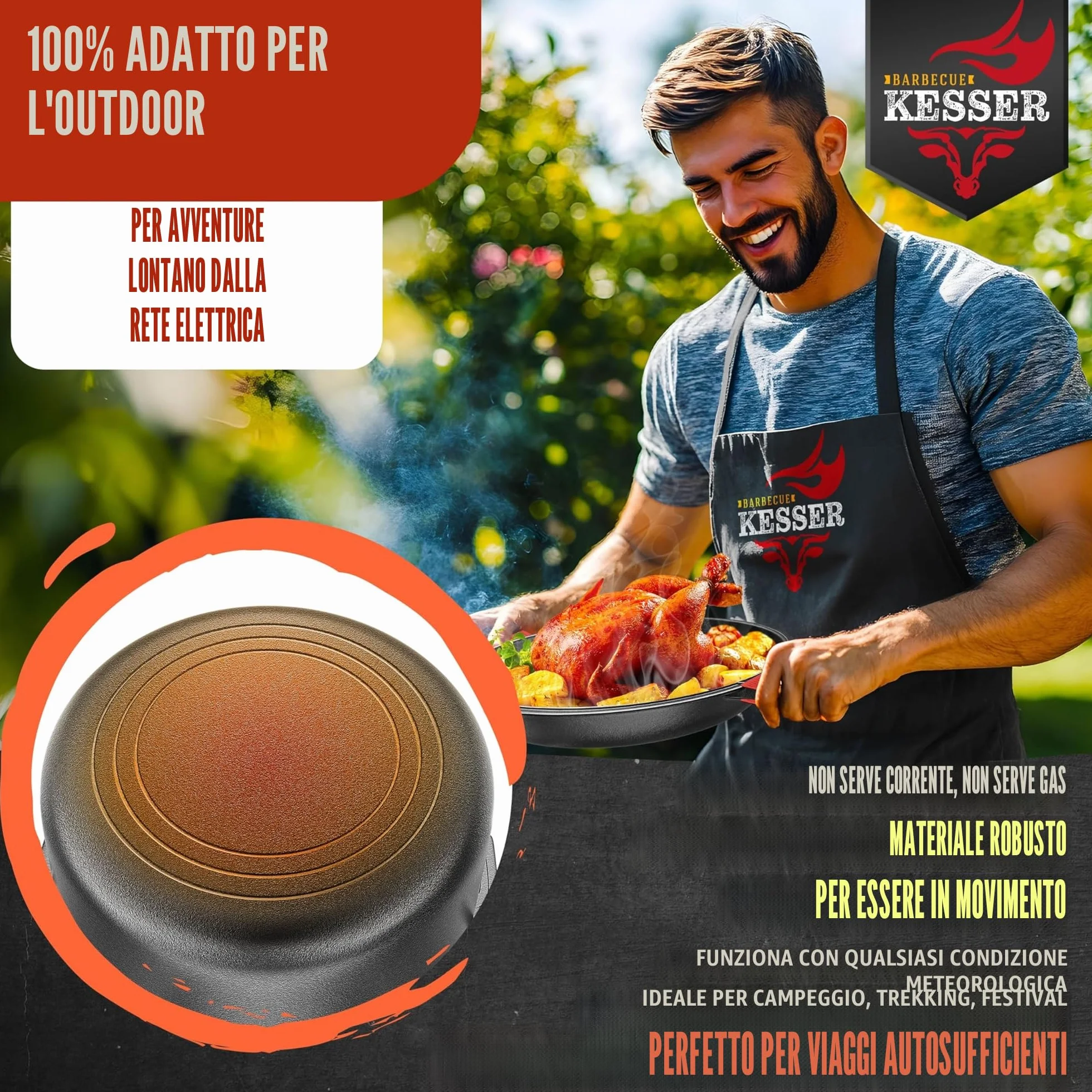 KESSER® Forno Olandese pentola in ghisa 2in1 da 4,8 l e padella da 1,8 l pronta per l'uso incl. Ricettario Casseruola Coperchio/padella a doppia funzione