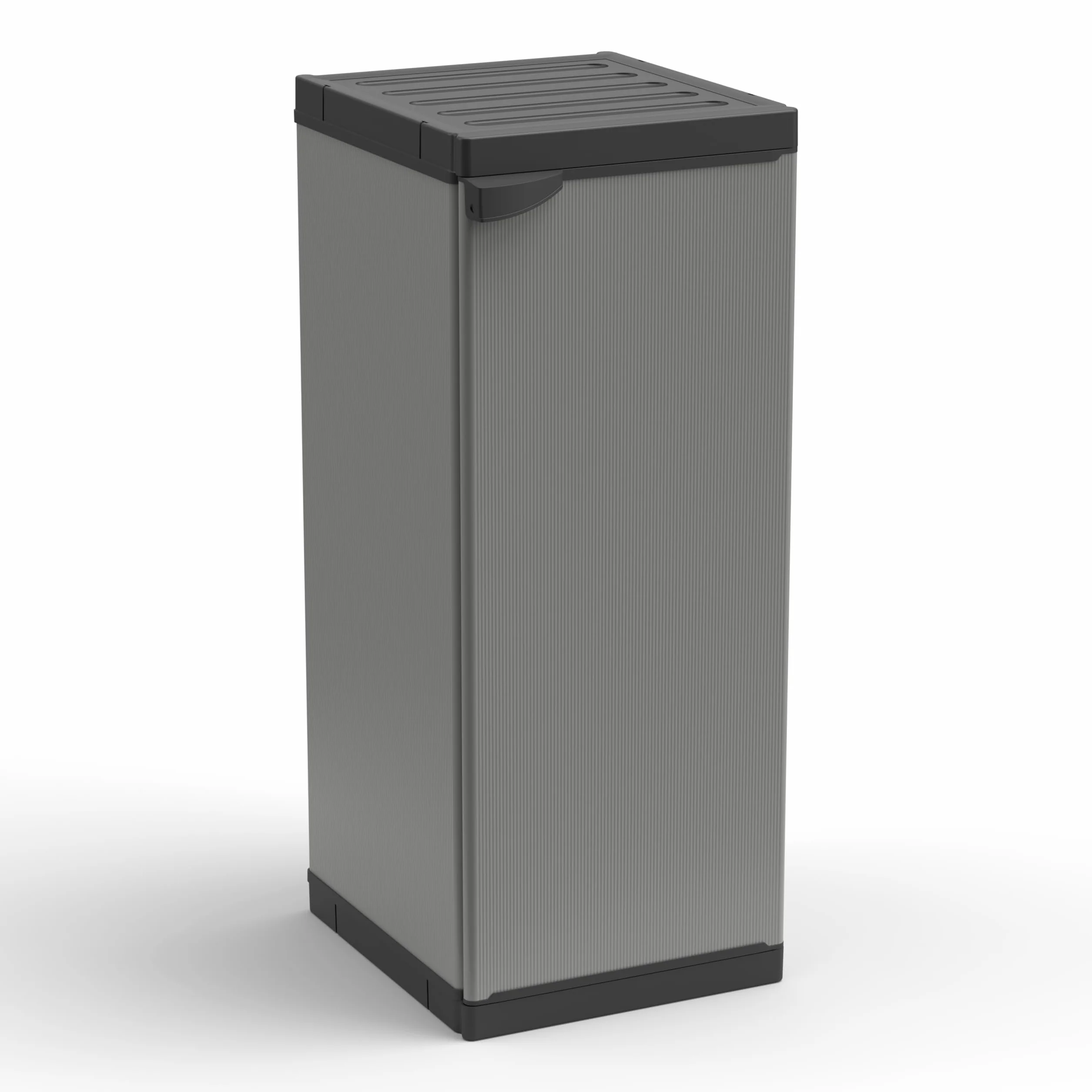 Adventa: Armadietto in resina di PVC e PP, 1 Anta, 1 Ripiano, Facile da Montare, Modular System, Resistente, Adatto ad ambienti Interni ed Esterni, 34L x 40P x 85H cm, Grigio e Nero