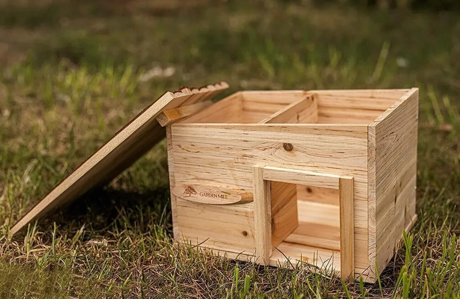 Garden Mile Habitat per riccio hibernation shelter durevole in legno a prova di predatore stazione di alimentazione casa tetto in legno giardino fauna selvatica