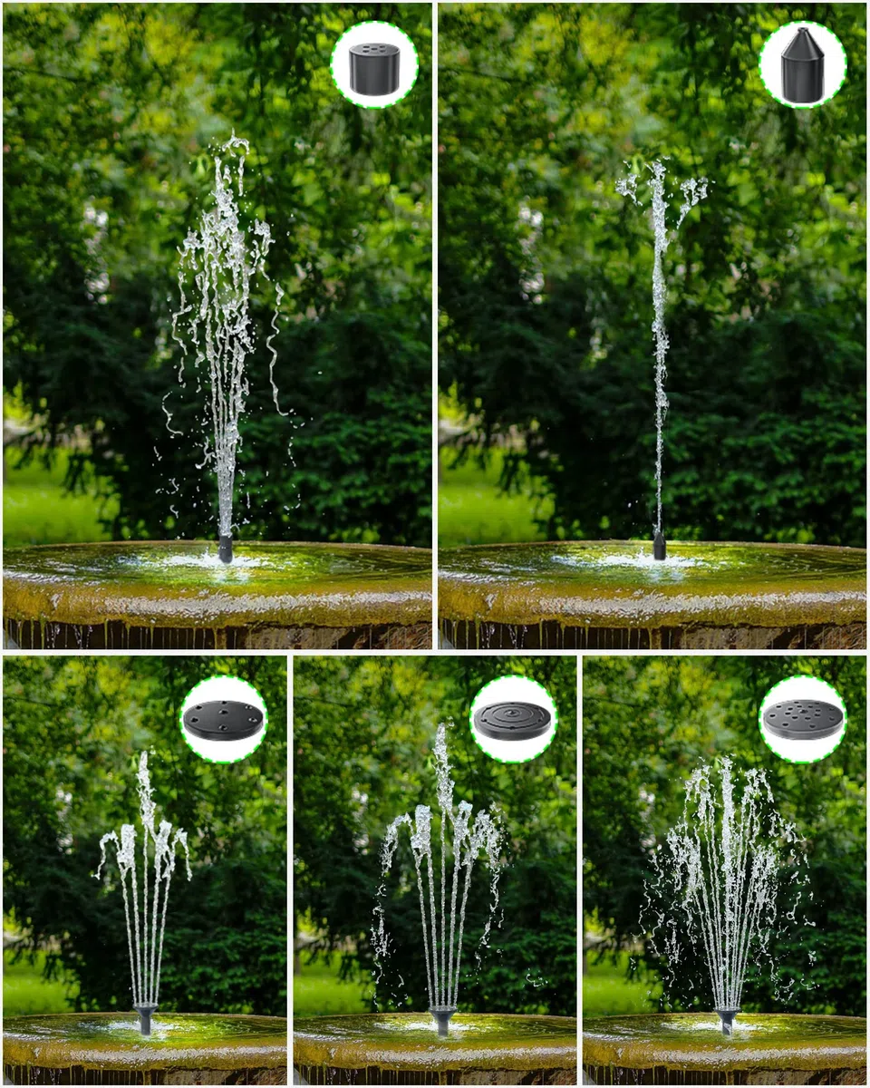 Pompa Solare per Laghetto 3.5W Fontana da Giardino con Tubo 1.2M 5 Ugelli