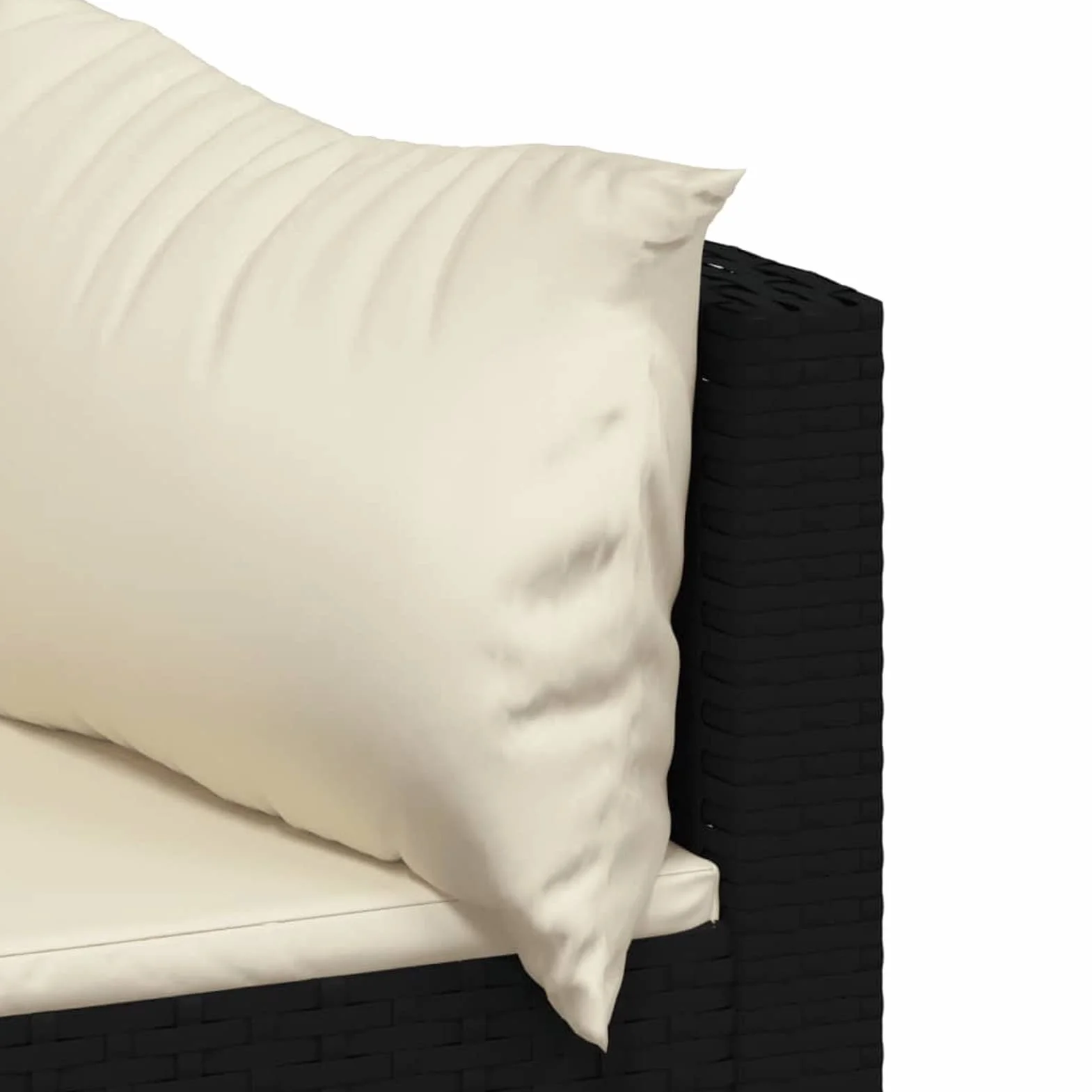 Divani Angolari da Giardino, con Cuscini in Polyrattan Nero e Bianco, Struttura in Acciaio Verniciato a Polvere, Set da 2 Pezzi, 63x63x57,5 cm, per Esterno e Terrazza