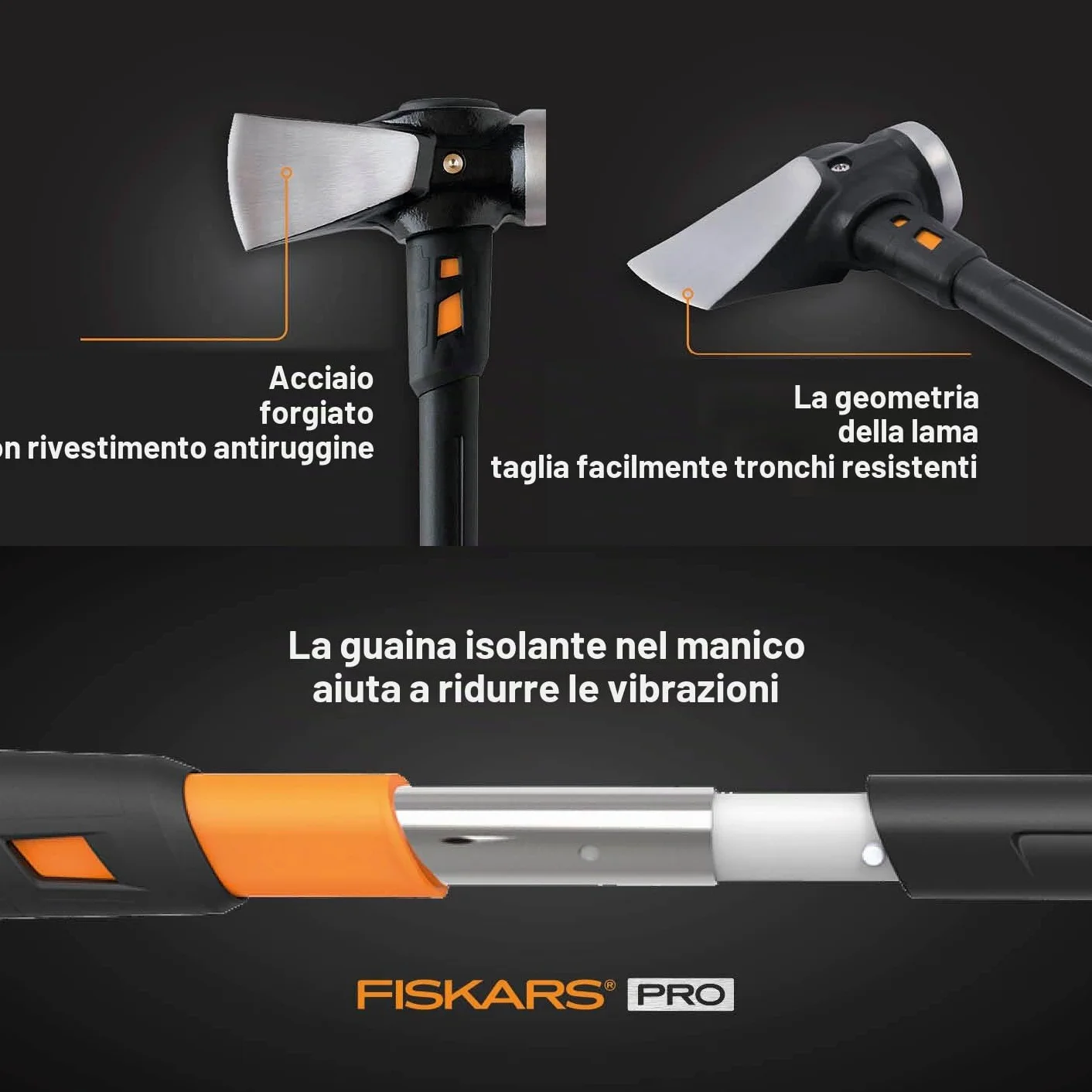 Fiskars Ascia da Spacco IsoCore XXL 92 cm 3,6 kg Nero/Arancione