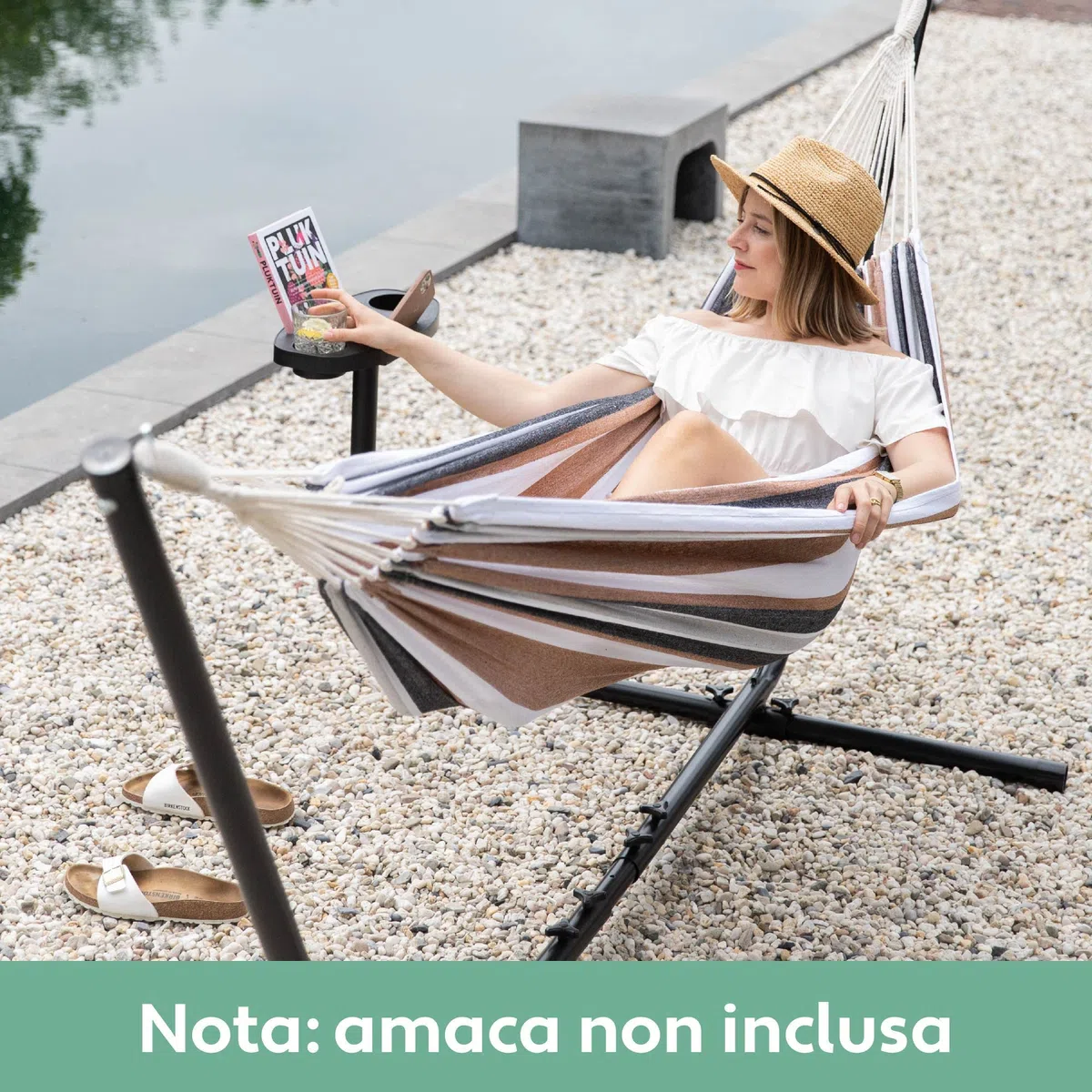 VITA5 Telaio Amaca Regolabile per Ore di Rilassamento - Supporto Amaca Perfetto per Riposarsi Insieme - Sostegno Amaca in Acciaio Resistente e Duraturo - Struttura Amaca Portatile da Interno o Esterno