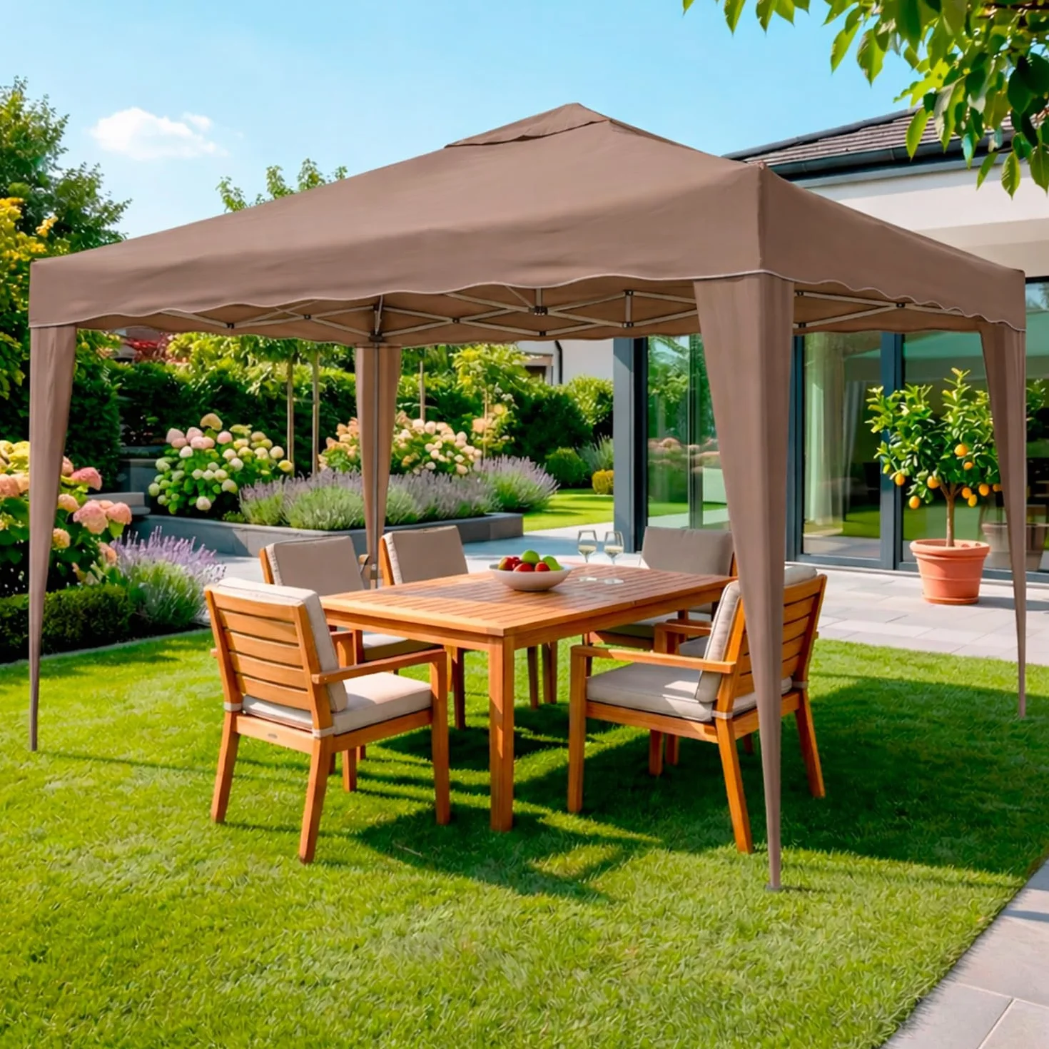Gazebo Pieghevole 3x4 M Acciaio Idrorepellente 160 g/m² Anti-UV Apertura Rapida a Fisarmonica con Borsa e 4 Sacche Zavorra