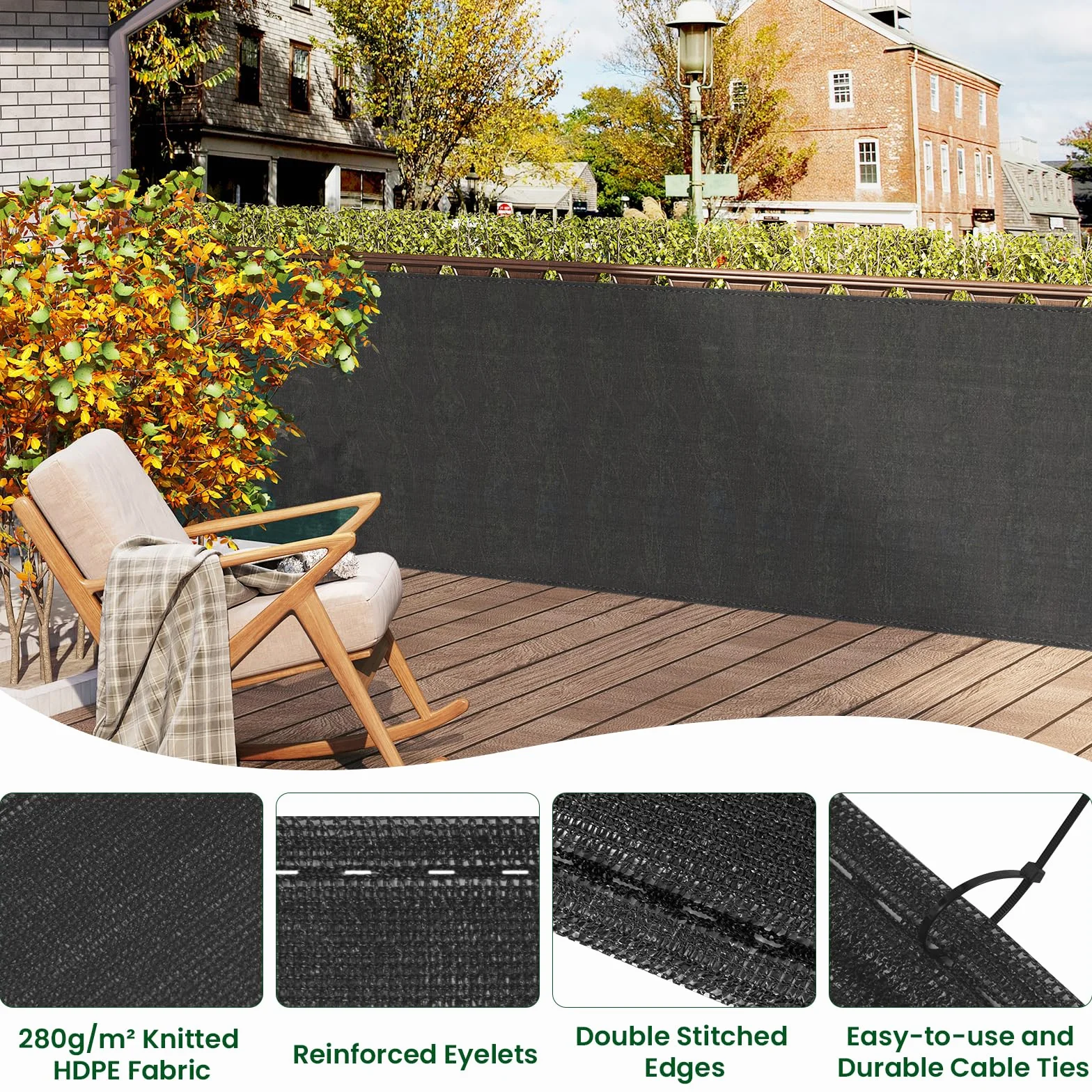WOLTU Rete Ombreggiante 1,2x25 m HDPE 280g/m² Frangivista Giardino Telo Frangivento Esterno Antracite