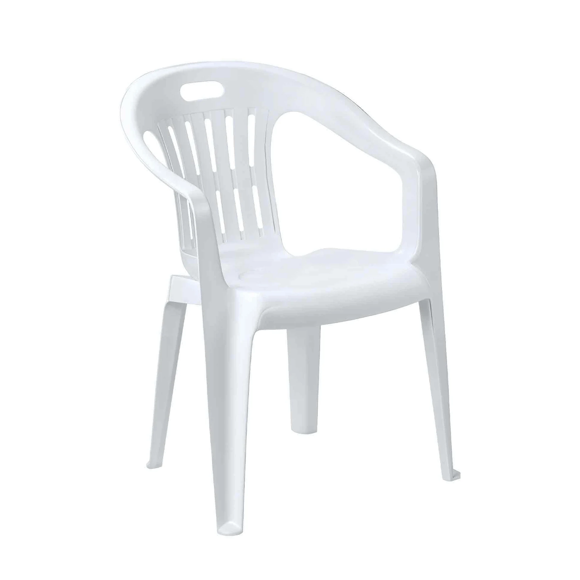 Sedia da Giardino in Plastica con Braccioli Impilabile 56x55x78h cm Bianco