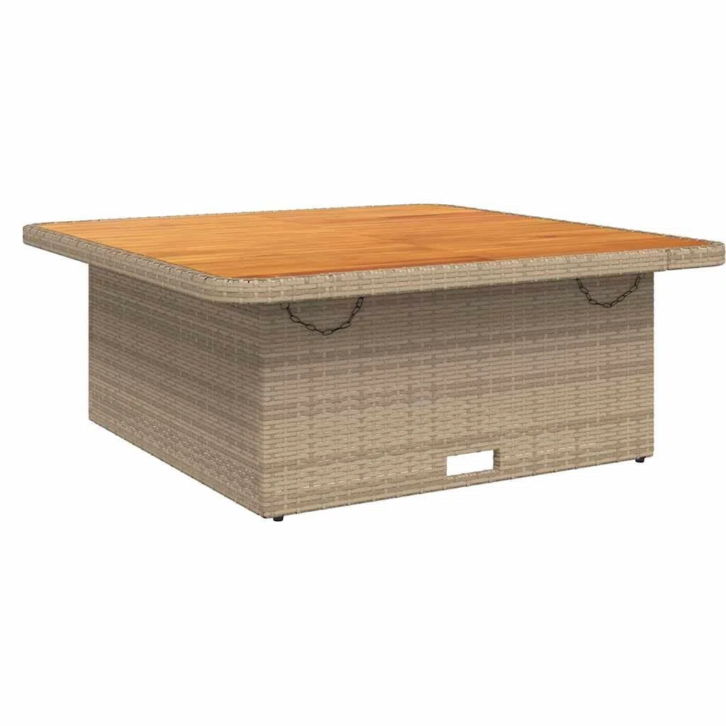 Tavolo da Giardino Beige 110x110x71cm Polyrattan Legno Acacia vidaXL