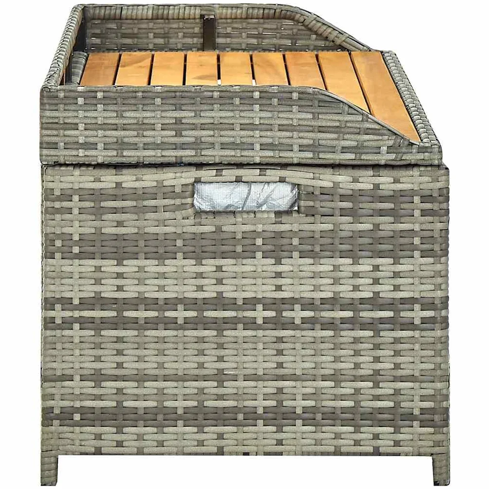 vidaXL Panca Giardino con Vano Portaoggetti Rustica Robusta Elegante Baule Cassapanca Panchina da Esterno 120 cm in Legno e Polyrattan Grigio