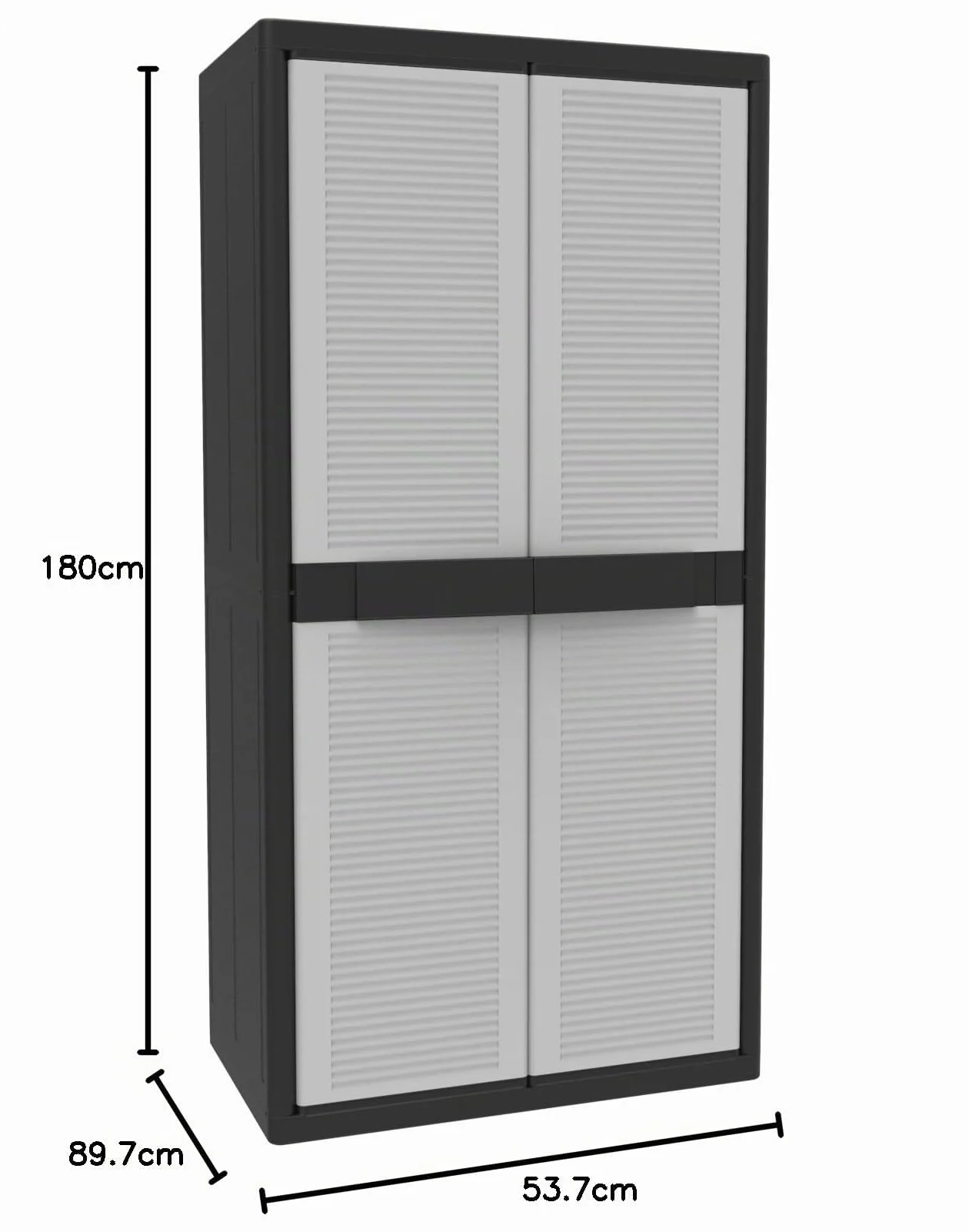 Terry, Jumbo Cab 2900 Qblack, Armadio da Esterno Interno a Due Ante, 3 Ripiani Interni Regolabili. Materiale: Plastica, Dimensioni: 89,7x53,7x180 cm