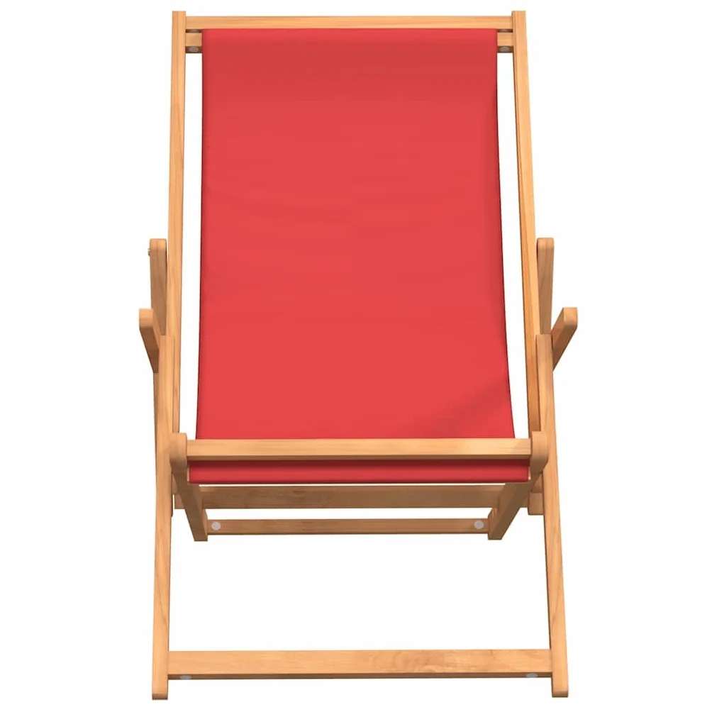 vidaXL Sdraio Pieghevole da Spiaggia in Legno Massello di Teak Rossa