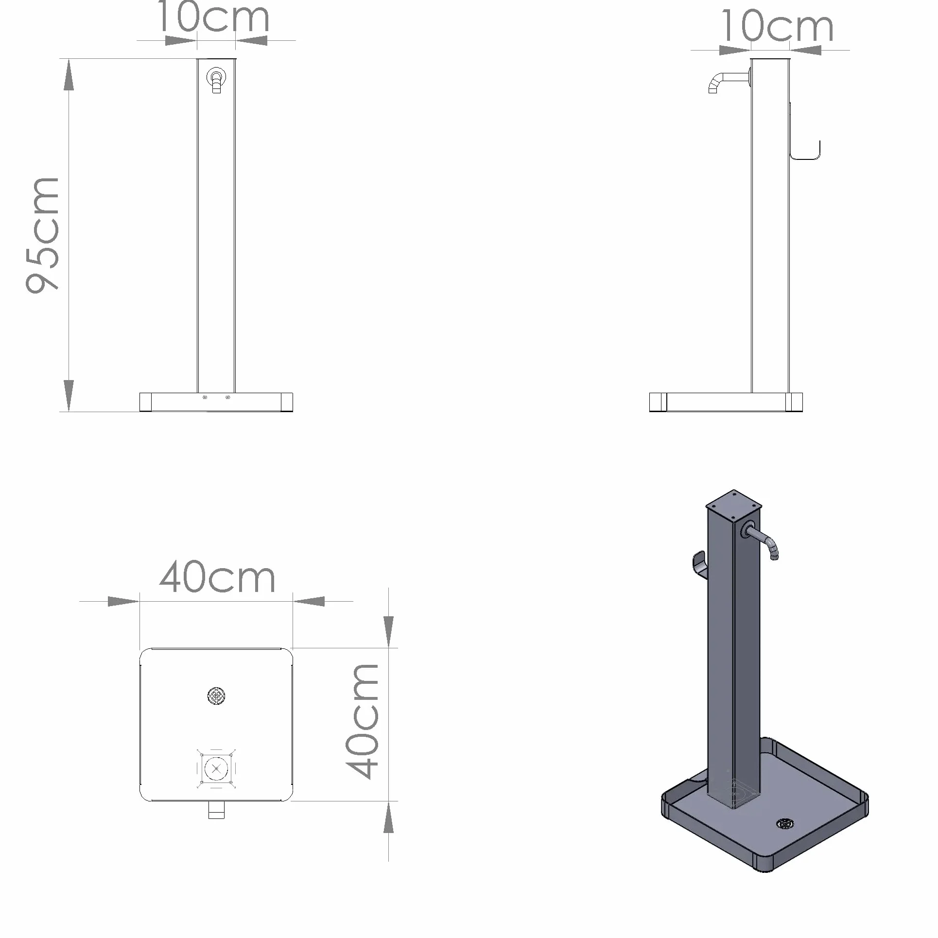 Fontana da giardino. Fontanella da giardino, per esterno, antracite. Rubinetto in ottone, flessibile, raccordo e ciottoli Compresi