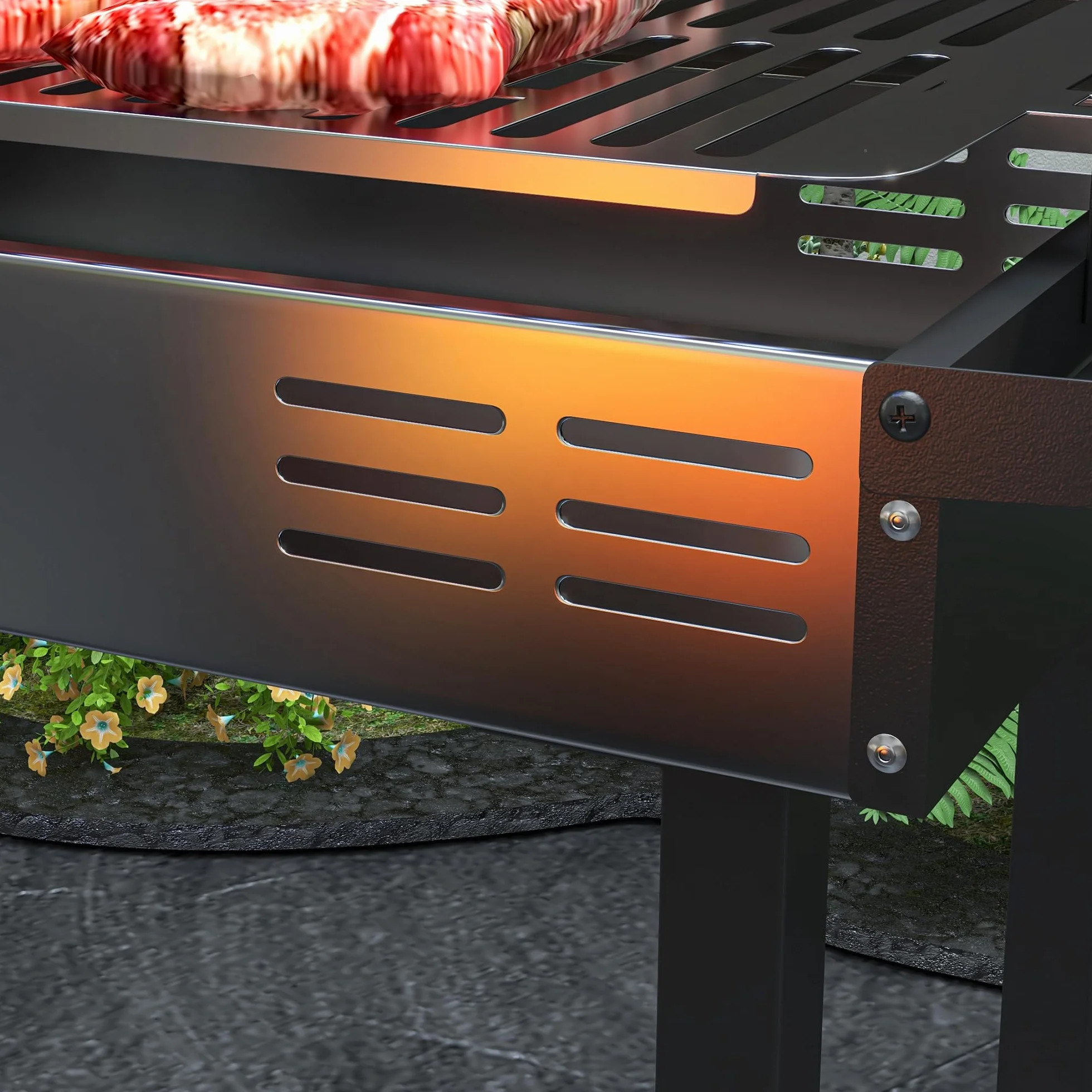 Outsunny Barbecue a Carbone 3 Livelli in Acciaio Inox con Mensole Pieghevoli e Girarrosto, 118x32x90 cm, Nero