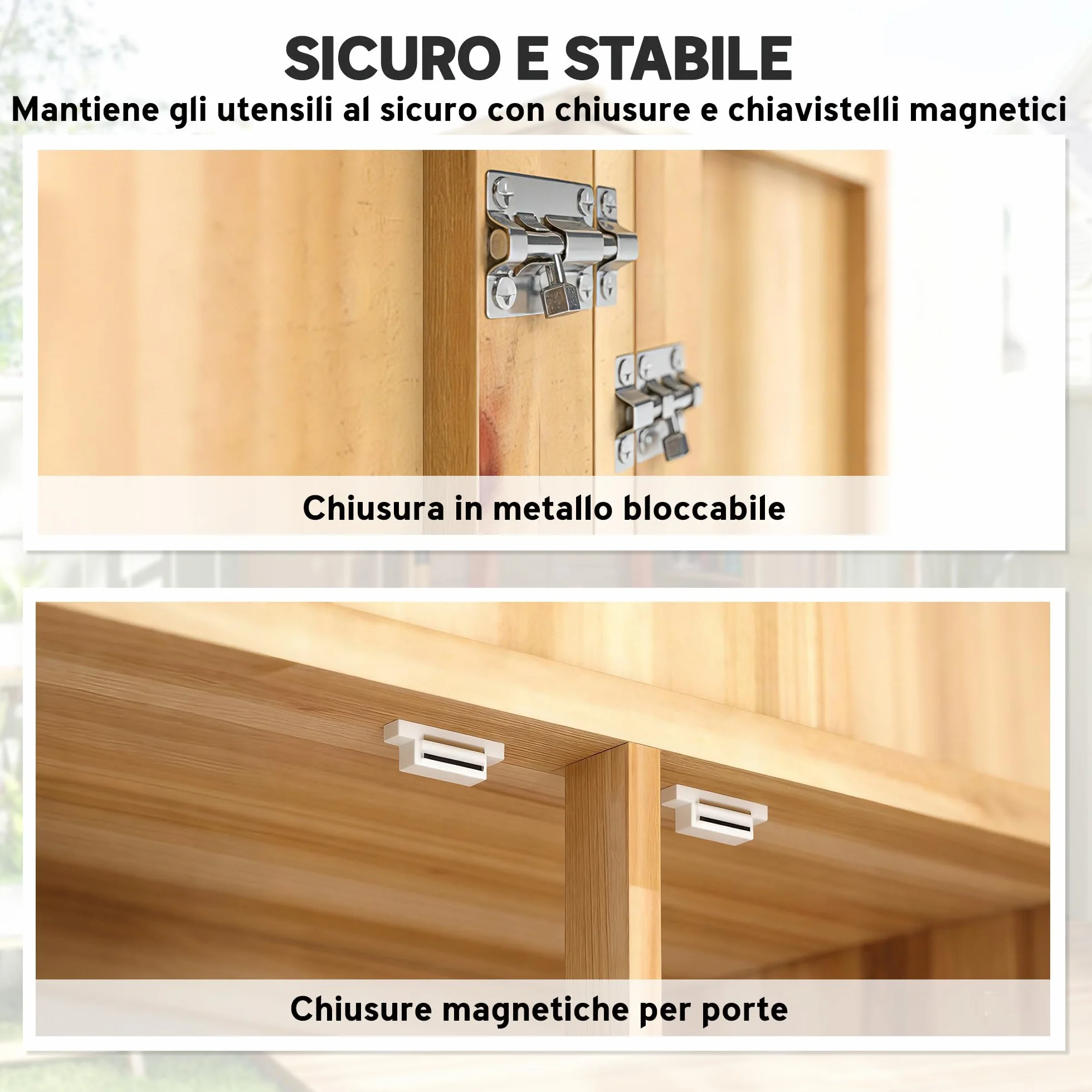 Outsunny Armadio da Giardino in Legno di Abete con Kit Antiribaltamento Casetta Porta Attrezzi da Esterno con Ripiani Rimovibili 4 Ante Bloccabili Tetto in Asfalto Inclinato 82x50x190 cm Color Legno