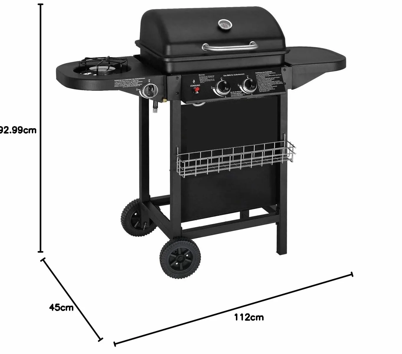 Barbecue a gas 2 bruciatori compatti 8,7 kW acciaio