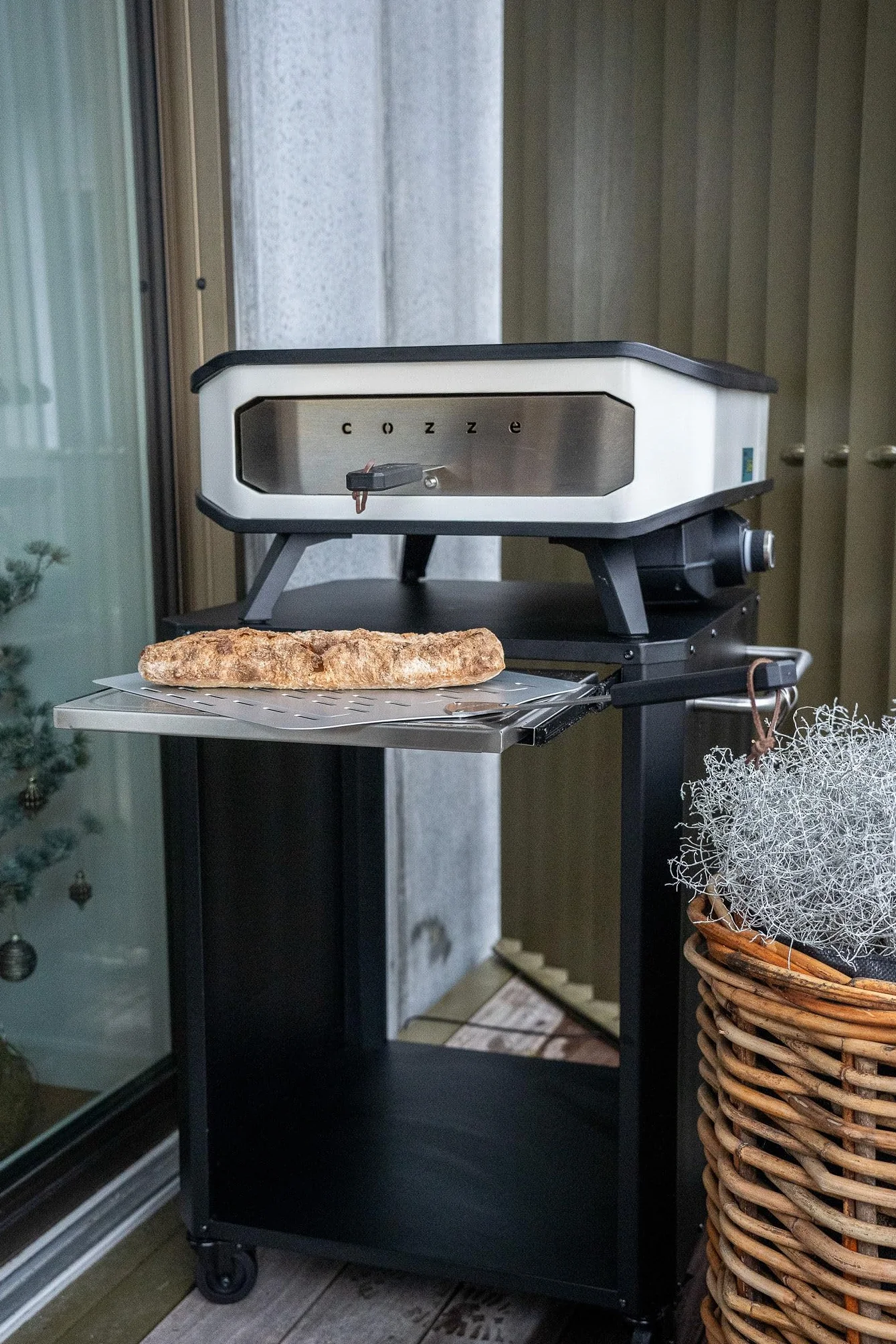 Cozze® Tavolo da esterno con tavolino estraibile per fornetti pizza 13-17"