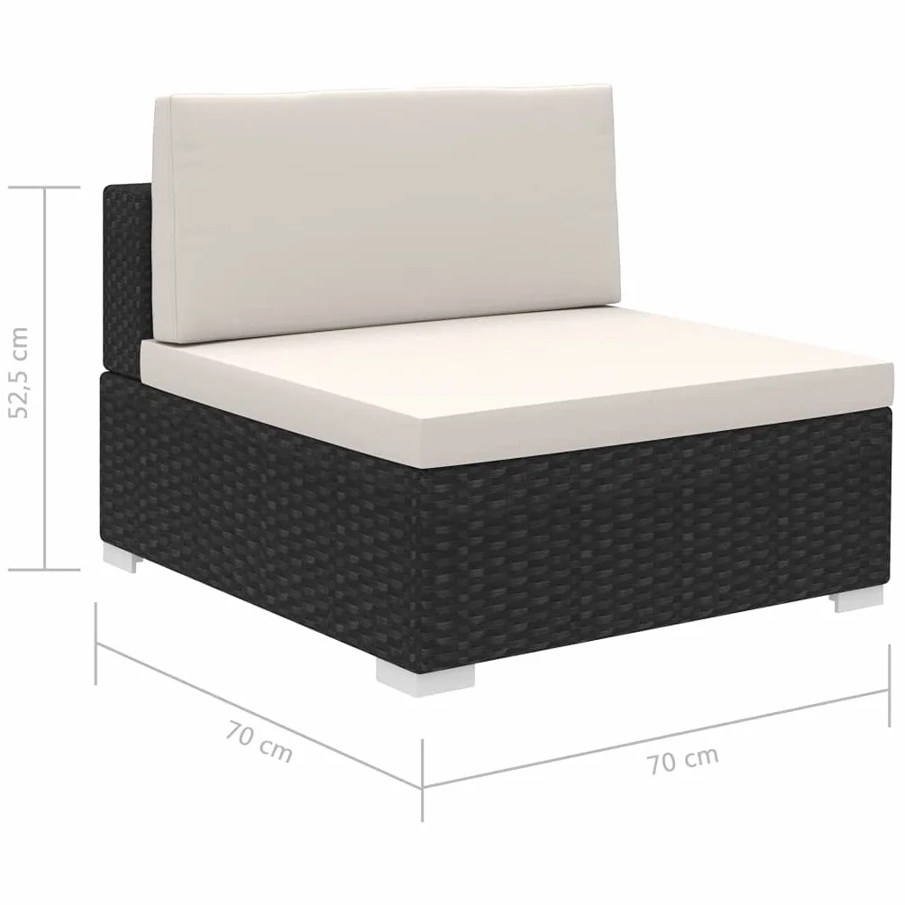 vidaXL Set di 20 sedie da giardino in polyrattan, colore nero