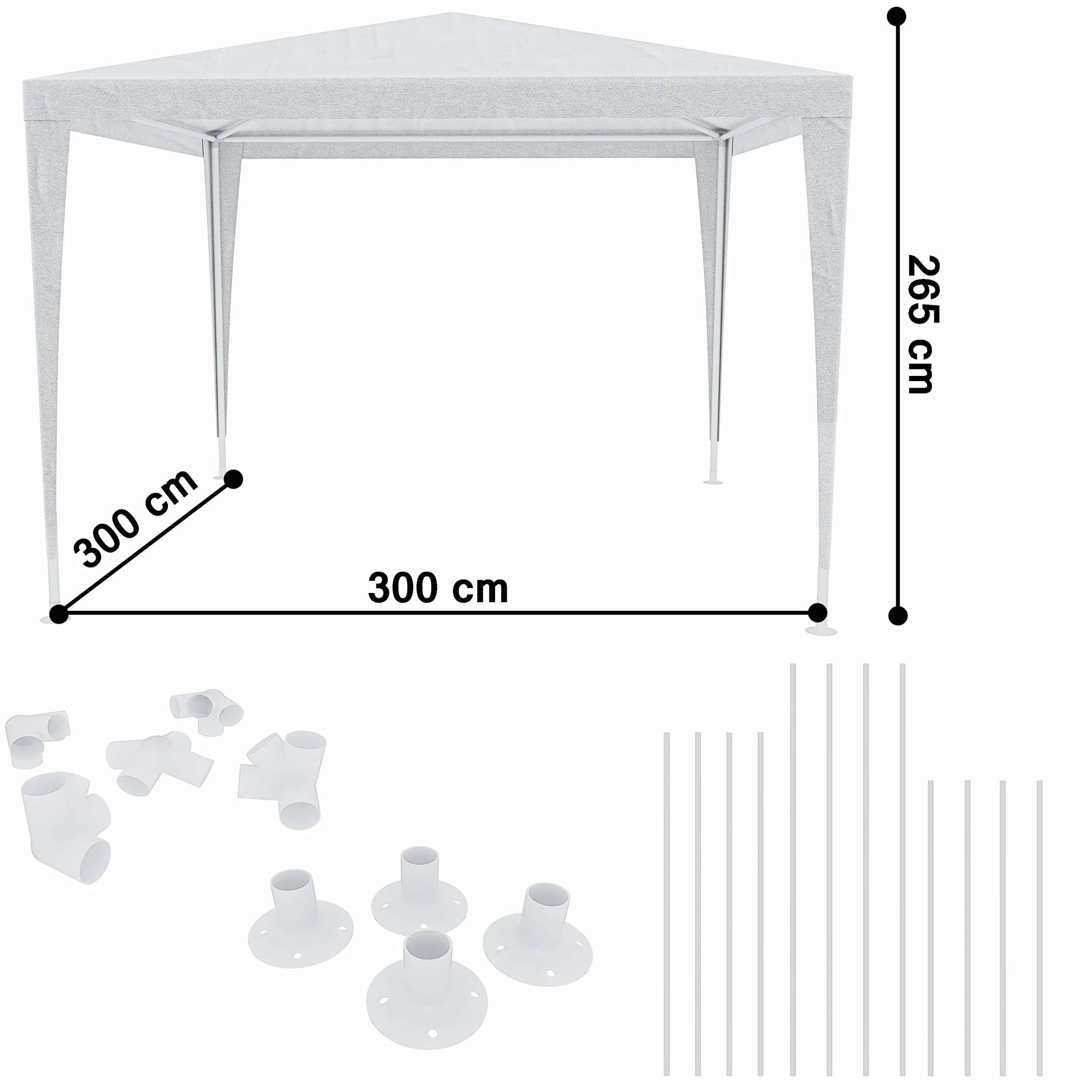 BRICOZONE Gazebo Struttura in Acciaio Copertura in PE Impermeabile UV 3x3 Metri