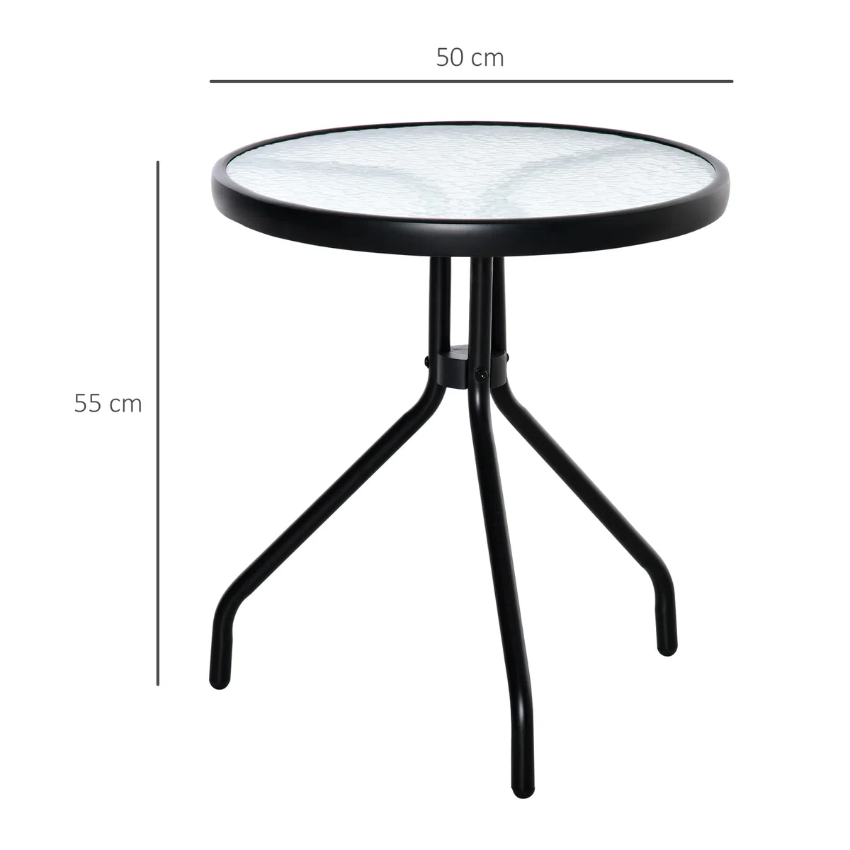 Outsunny Tavolino da Giardino Rotondo in Vetro Φ50x55cm Nero