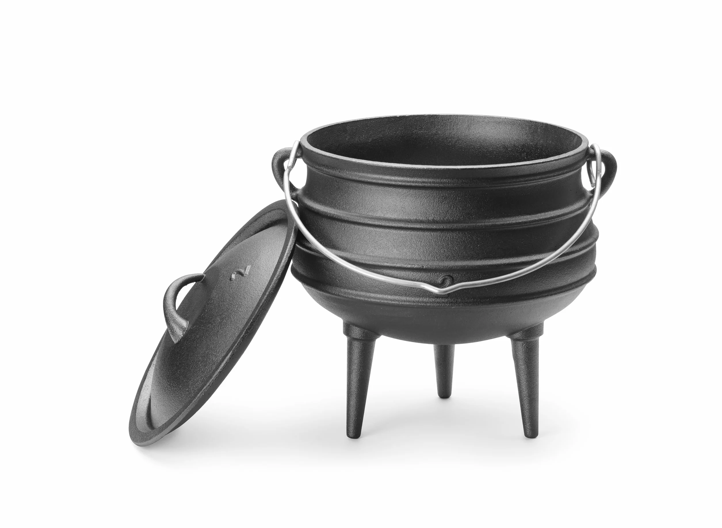 HENDI Pentola in ghisa a 3 gambe, tipo potjie sudafricano, con coperchio e manico ad arco, per fuoco aperto e forno, 6L, ⌀245x(H)280mm