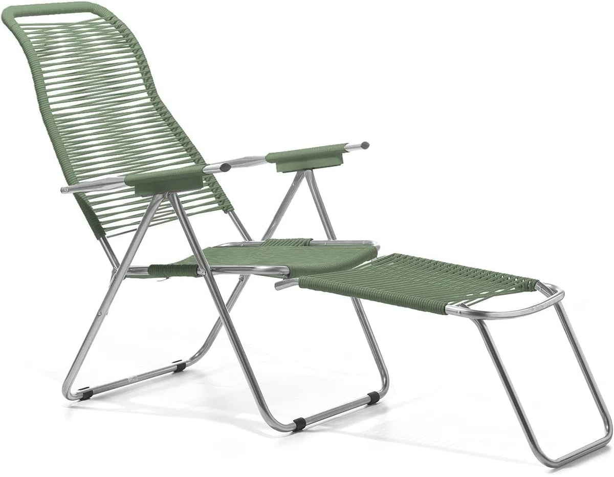 Fiam Spaghetti Poltrona Relax Cordonata Da Esterno Telaio Alluminio PVC Sage Green