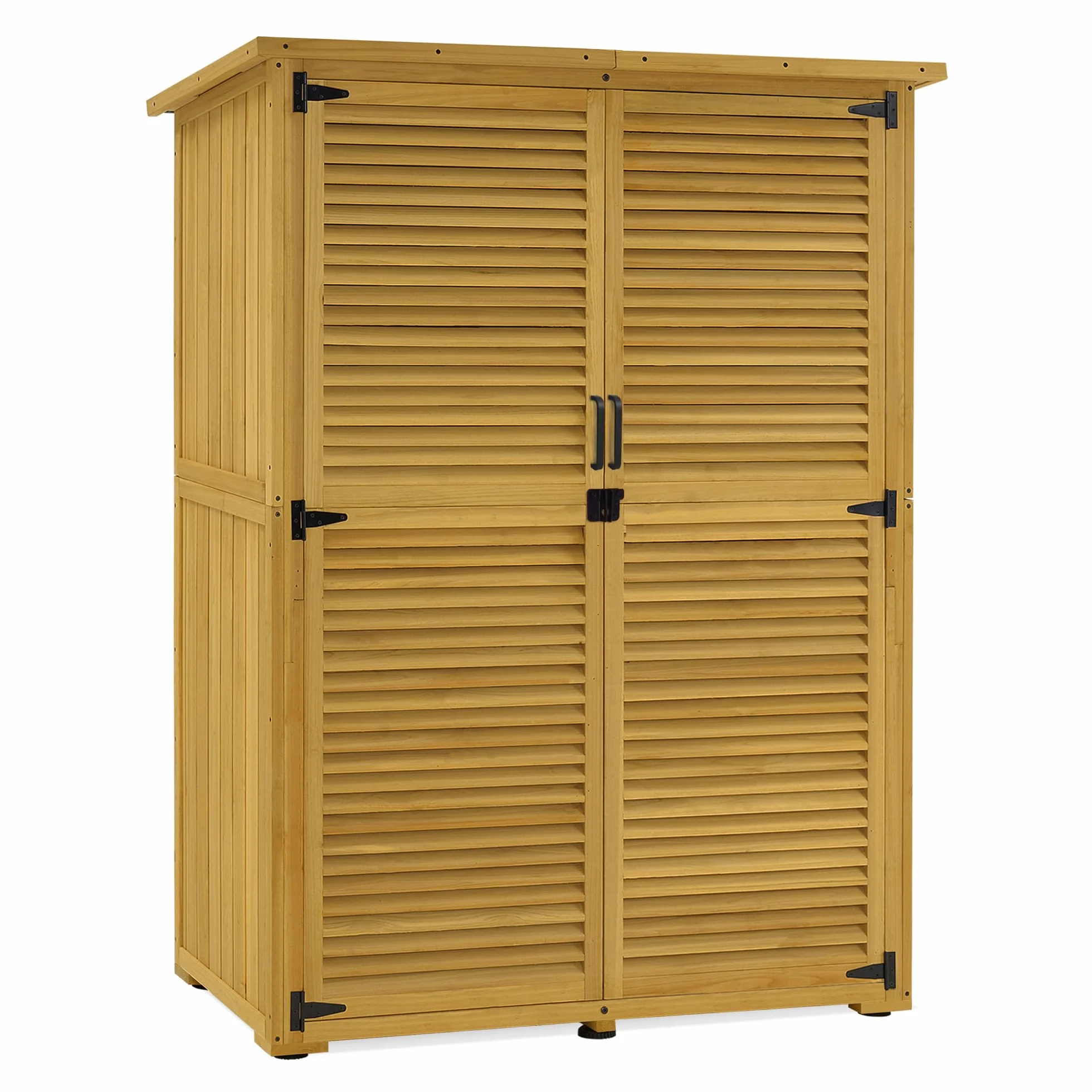 M MCombo armadio da giardino in legno, casetta da giardino piccola resistente alle intemperie, casetta per attrezzi da esterno, per area esterna balcone terrazza, 59×129×168 cm, 0901D-1 (natura)