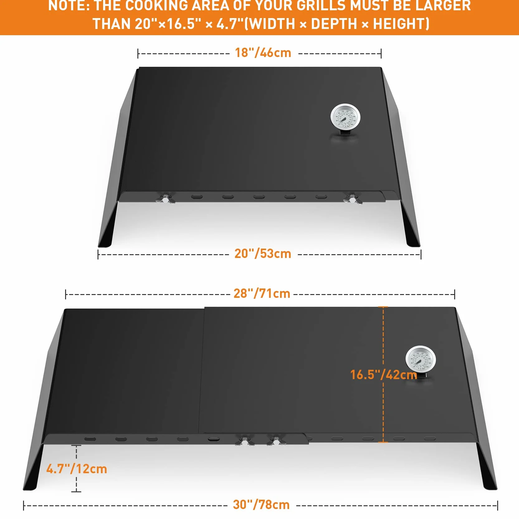 Onlyfire Inserto per Pizza Regolabile per Barbecue a Gas con Termometro 53-78 cm