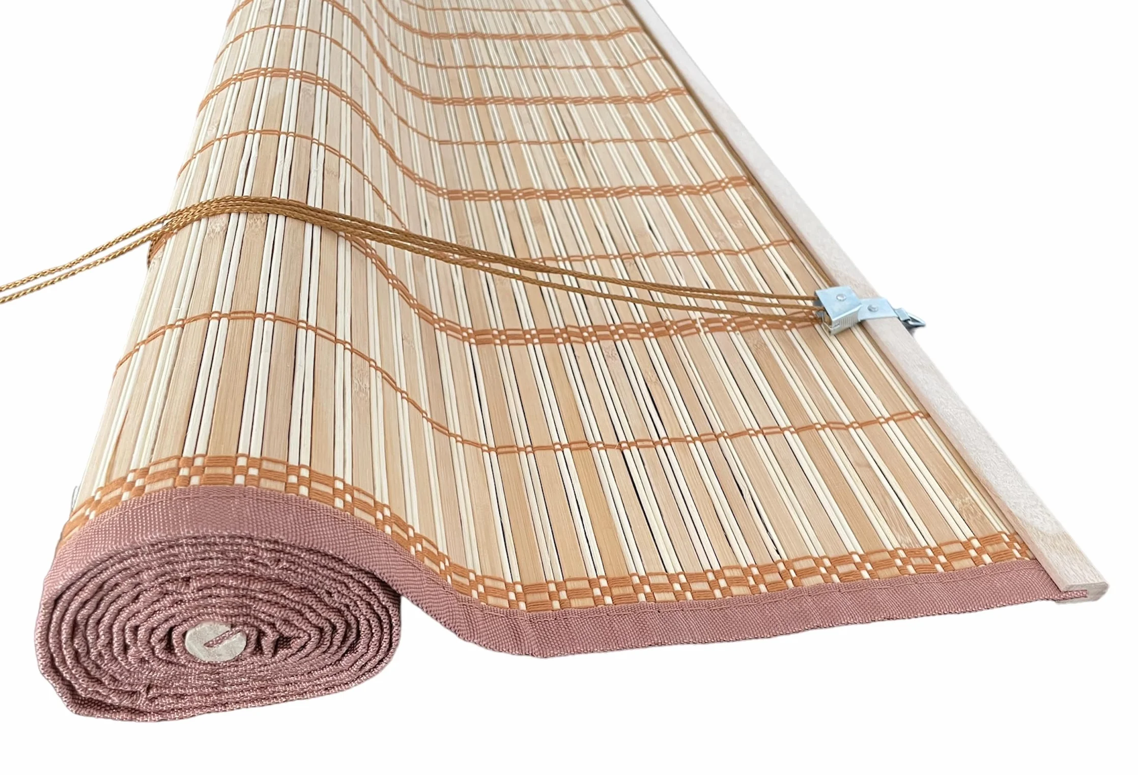 Tapparella a rullo in Listelli di Bambù Midollino con arrotolamento a carrucola (Marrone Chiaro, 200x300H cm)