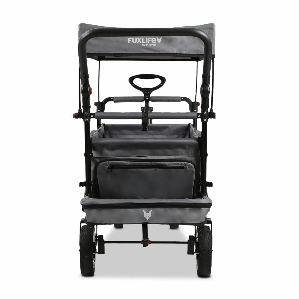 FUXLIFE Carrello Pieghevole FX-CT800 Grigio • Bollerwagen richiudibile con spazio extra per le gambe • Tettuccio parasole e ruote larghe • Volume 105 L e portata 75 kg