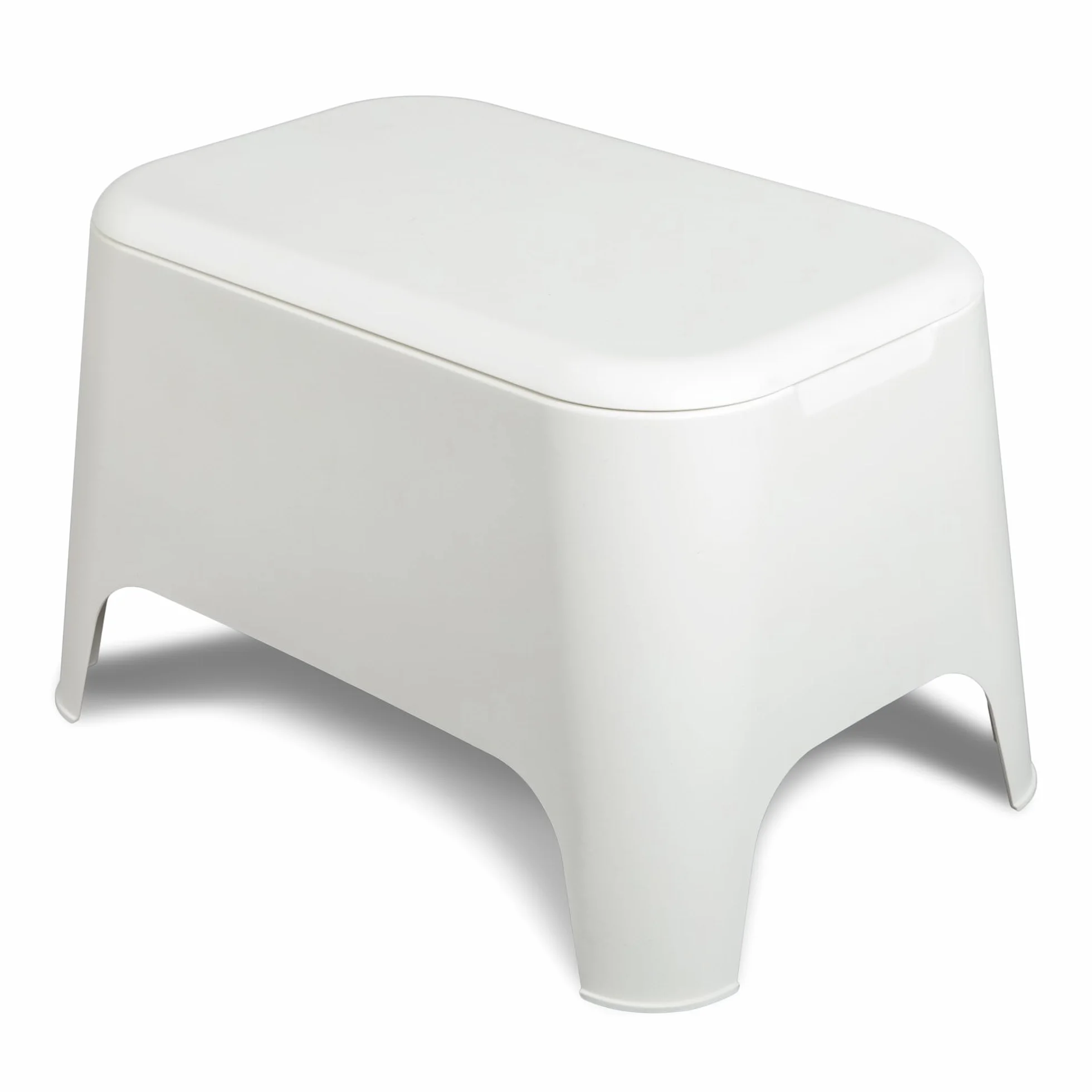 Tavolino Petra bianco 59x39x36 cm moderno con vano portaoggetti 21 litri coperchio rimovibile plastica riciclata uso esterno