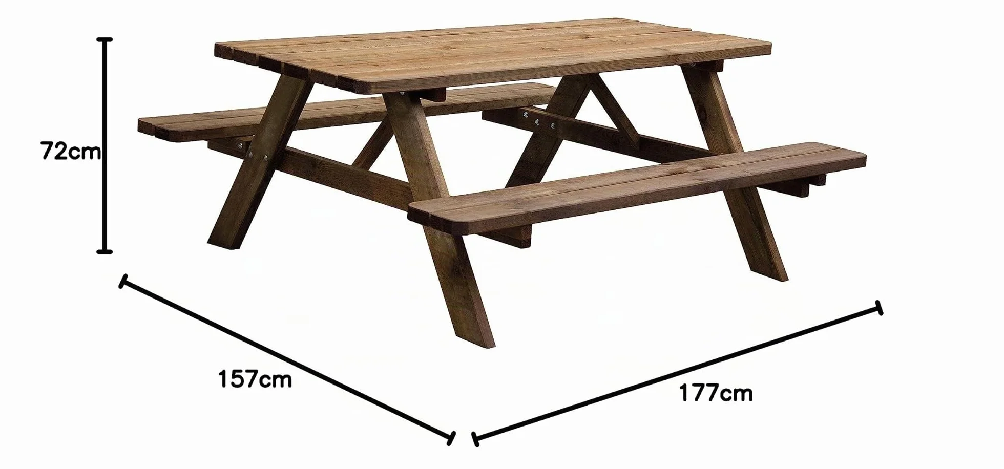 AVANTI TRENDSTORE Tavolo da picnic VERENA esterno legno massiccio LAP 177x72x157 cm